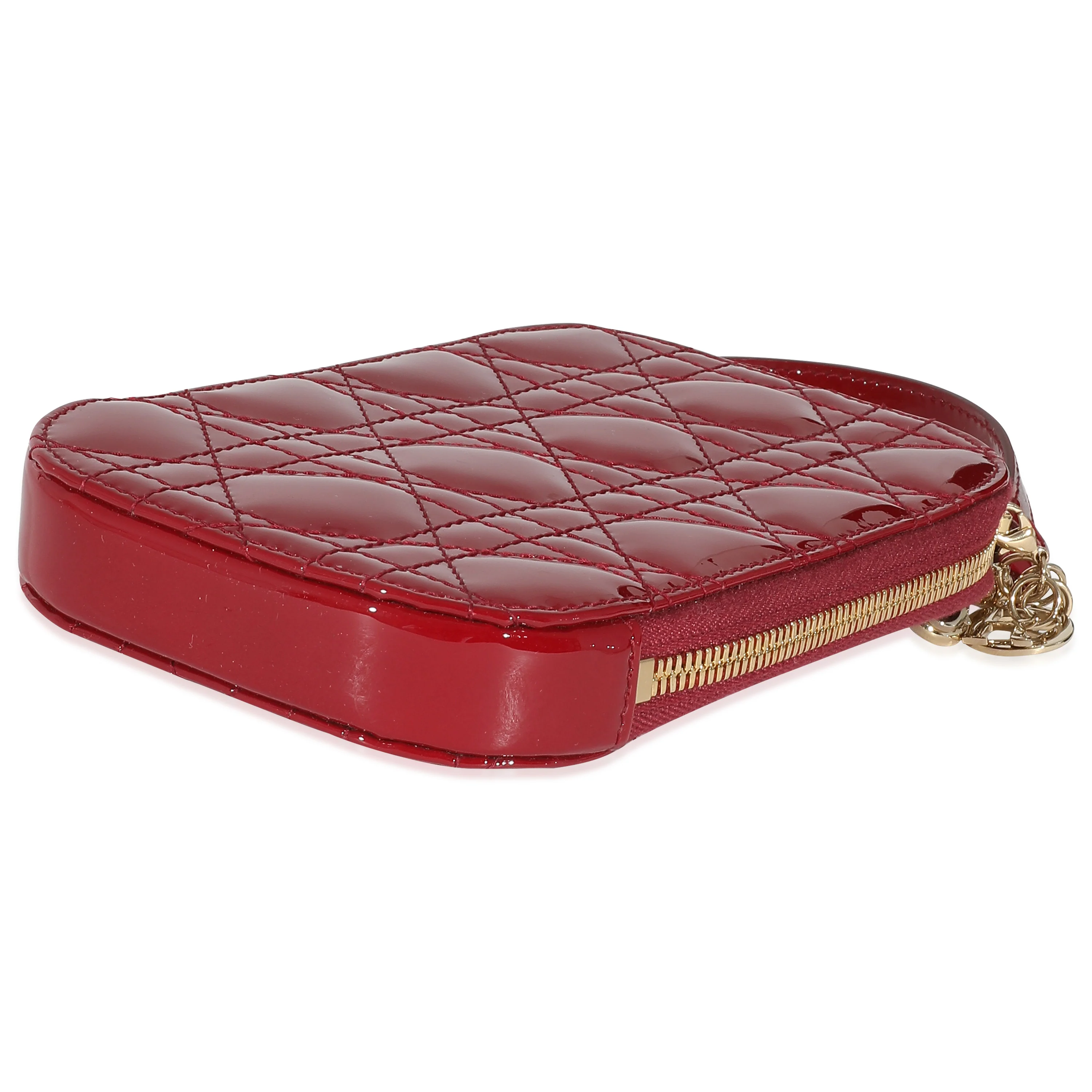 Christian Dior Cherry Red Patent Cannage Lady Dior Phone Holder - Image 7