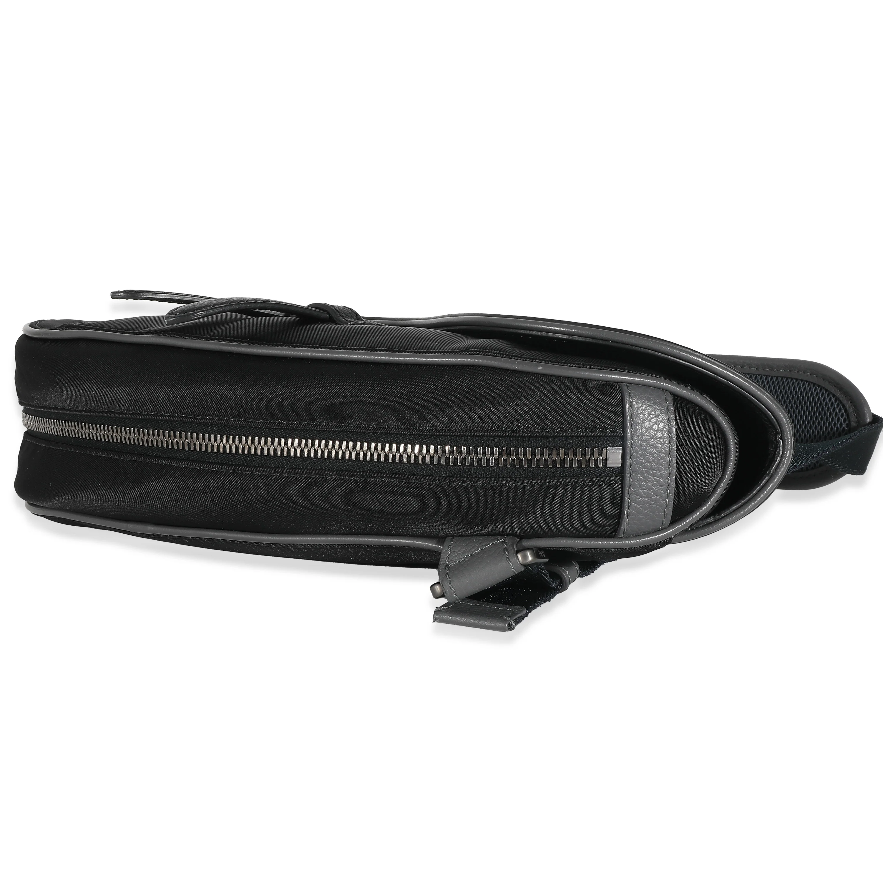 Dior x Sacai Black Grained Calfskin Technical Fabric Saddle - Image 5