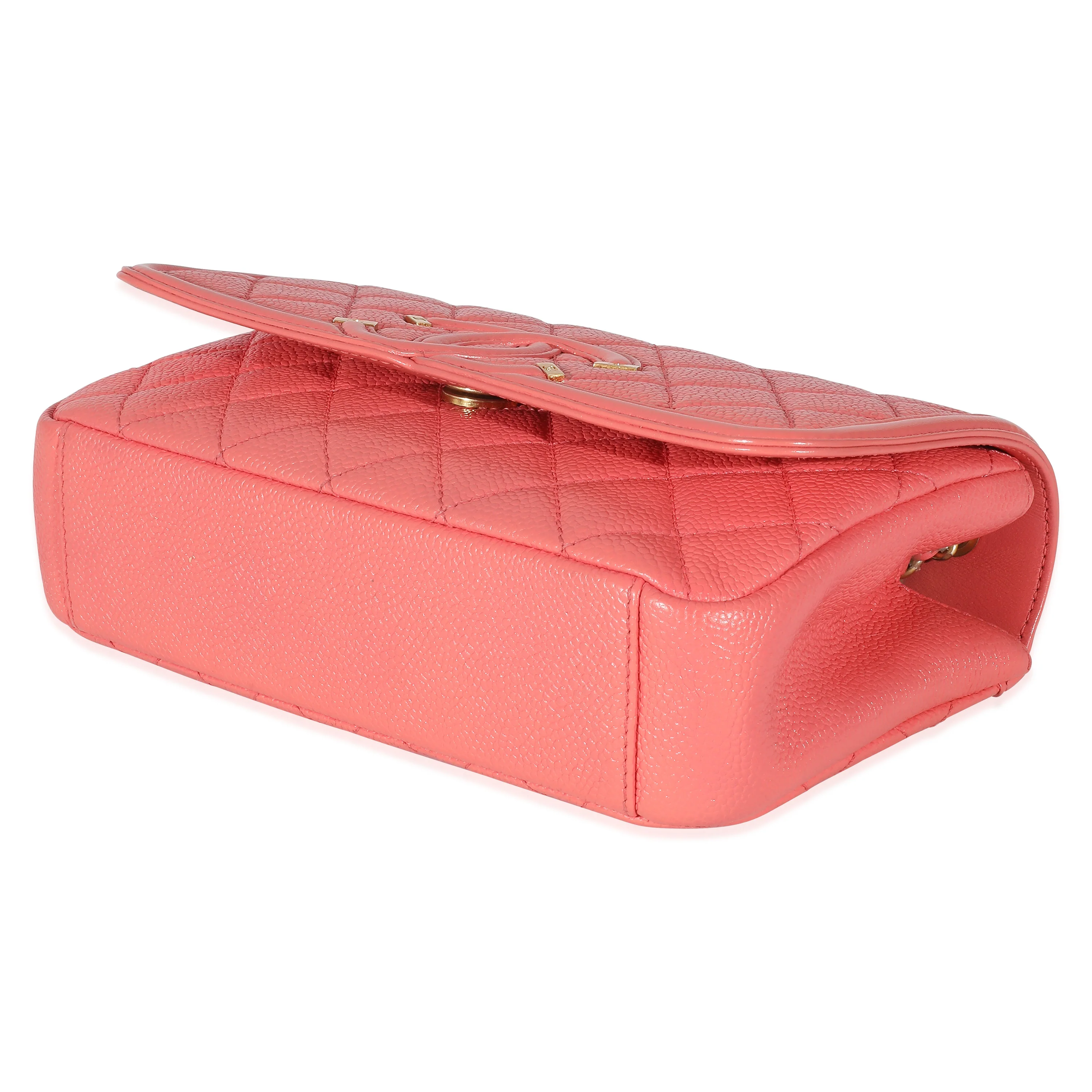 Chanel Pink Quilted Caviar Small Filigree Flap Bag - Image 6