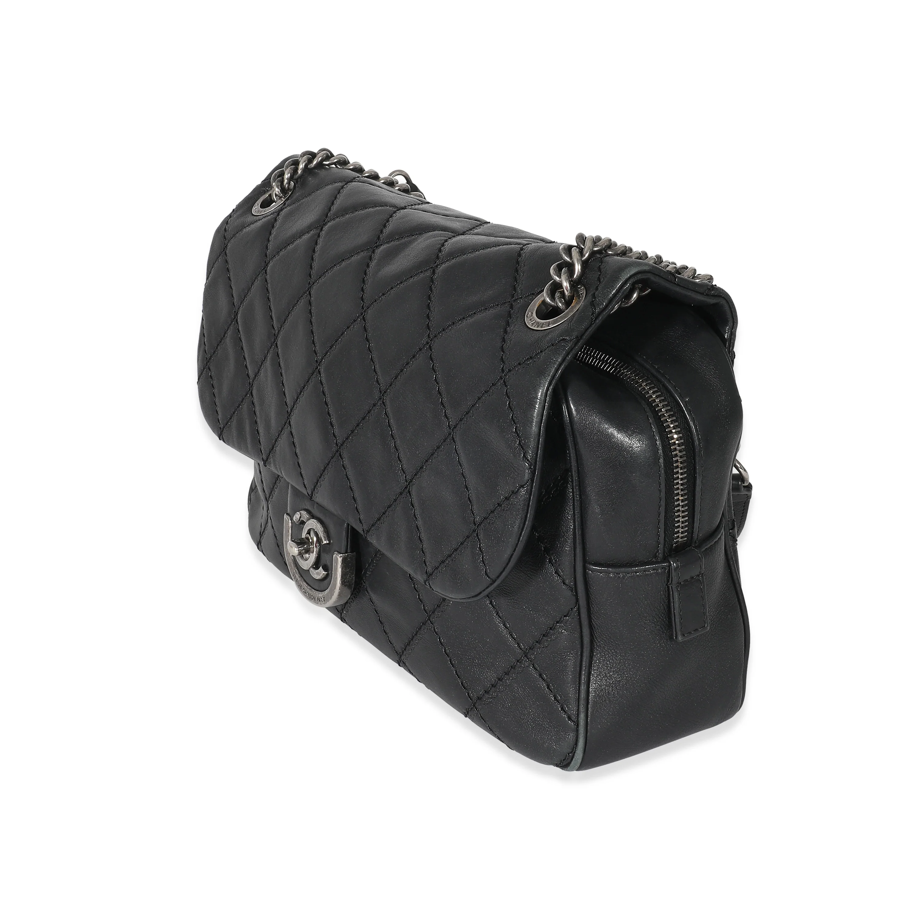 Black Quilted Calfskin Paris Edinburgh Coco Sporran Jumbo Flap Bag - Image 2