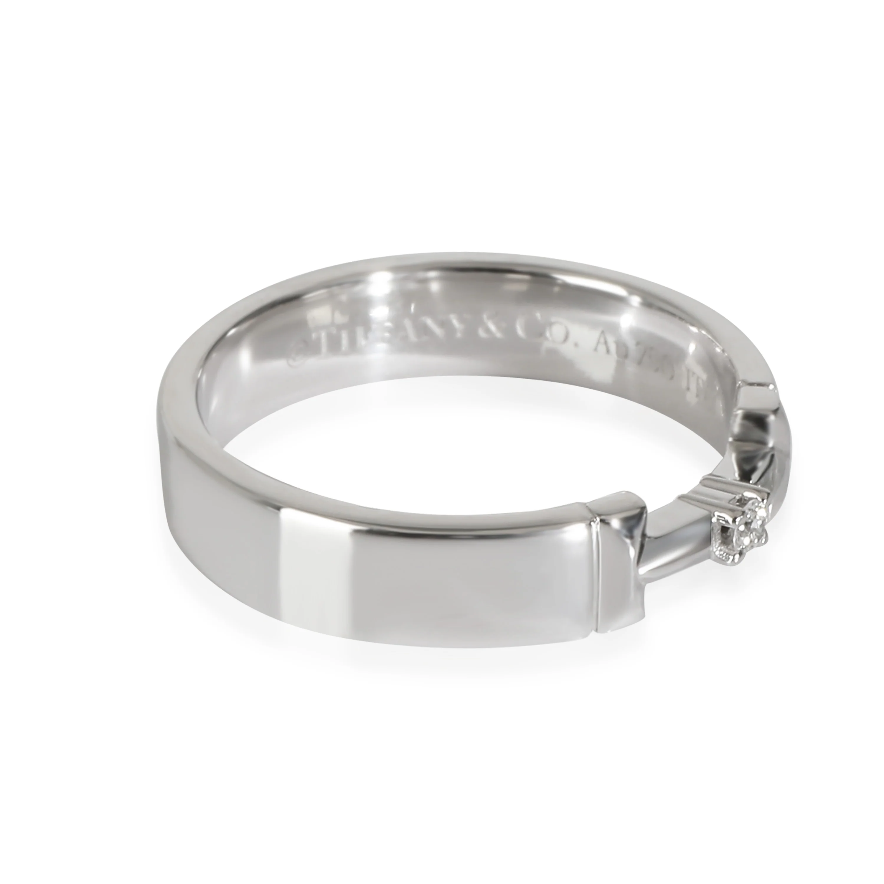 T Diamond Ring in 18K White Gold F-G VS 0.02 CTW - Image 2