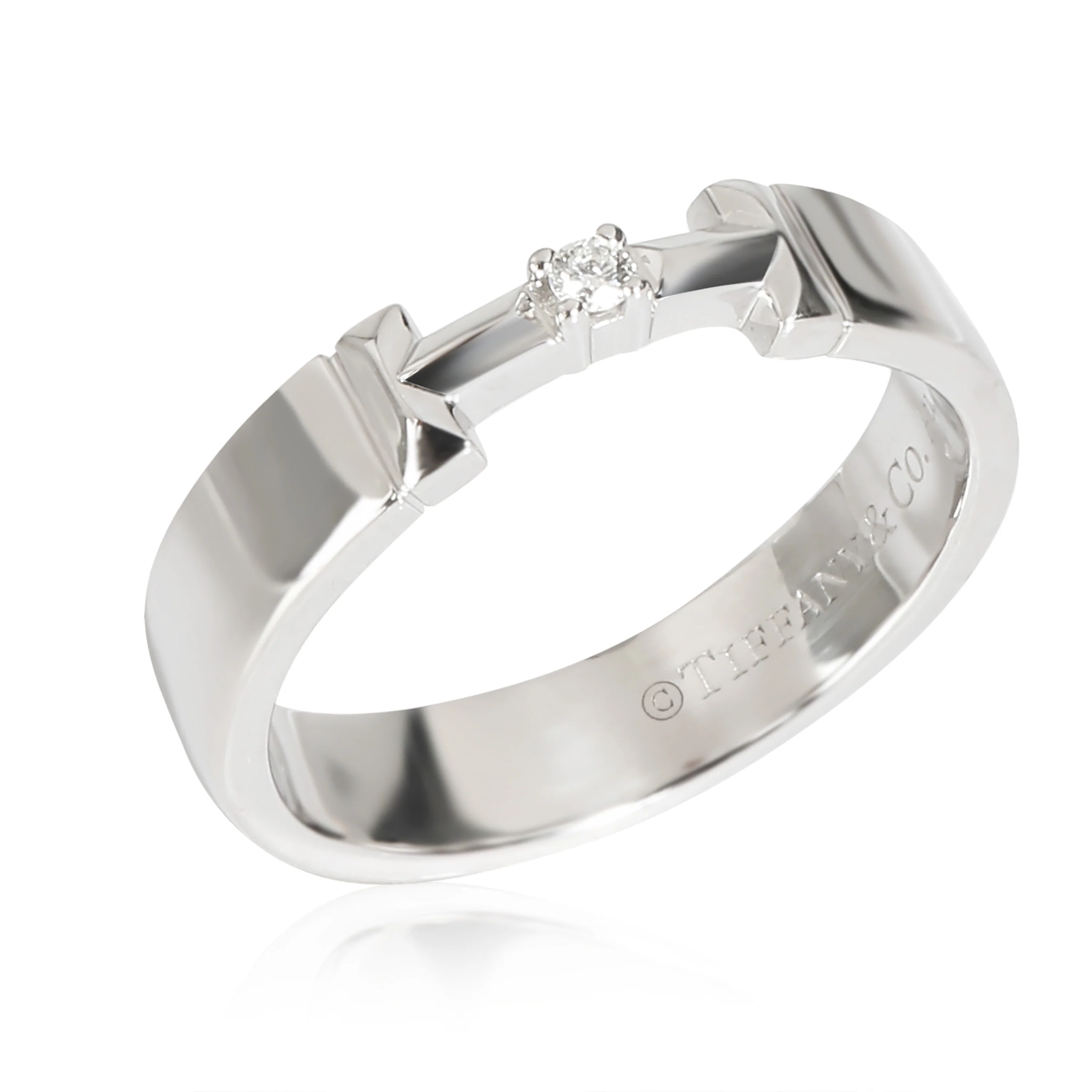 T Diamond Ring in 18K White Gold F-G VS 0.02 CTW - Image 3