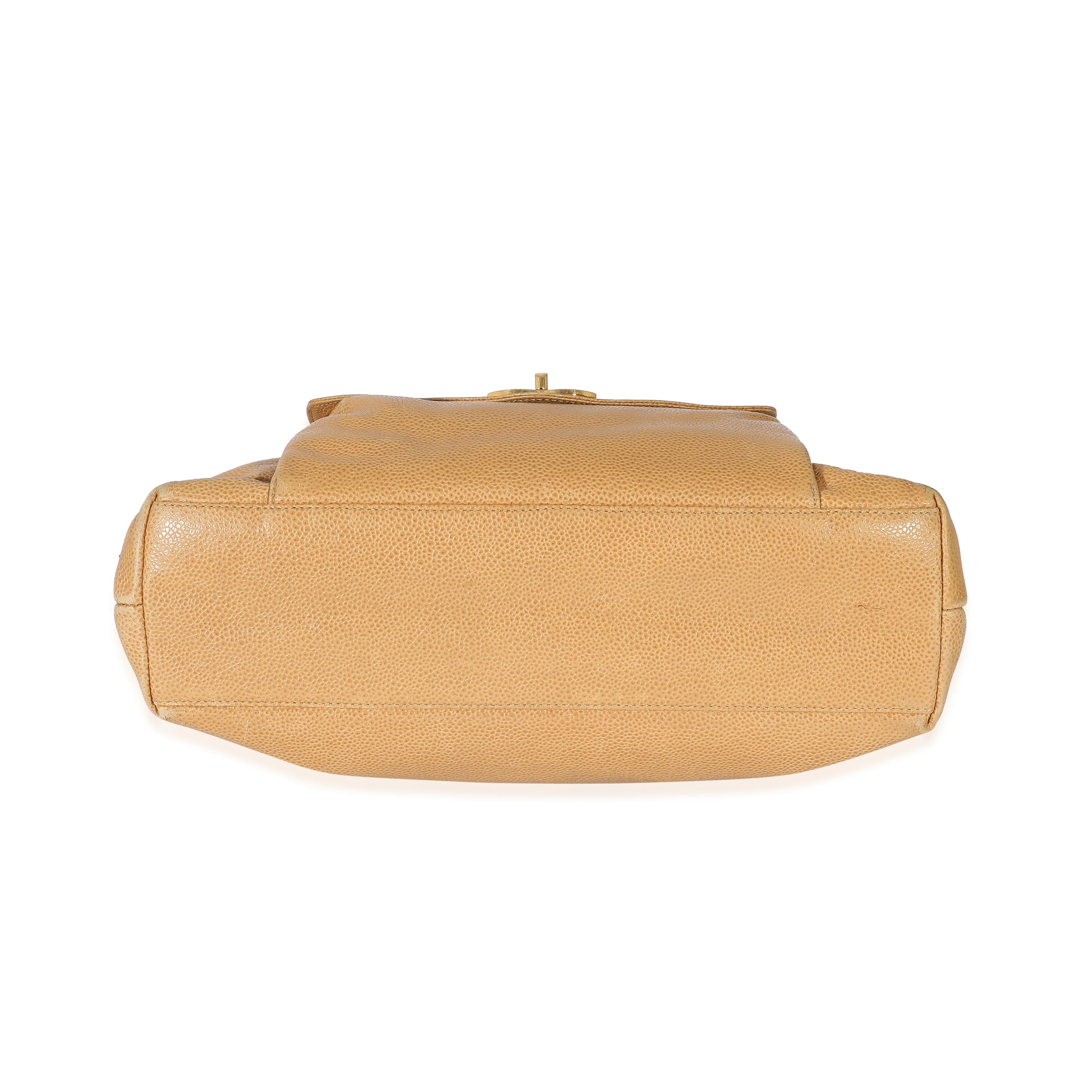 Chanel Vintage Beige Caviar Front Pocket CC Shopper - Image 5