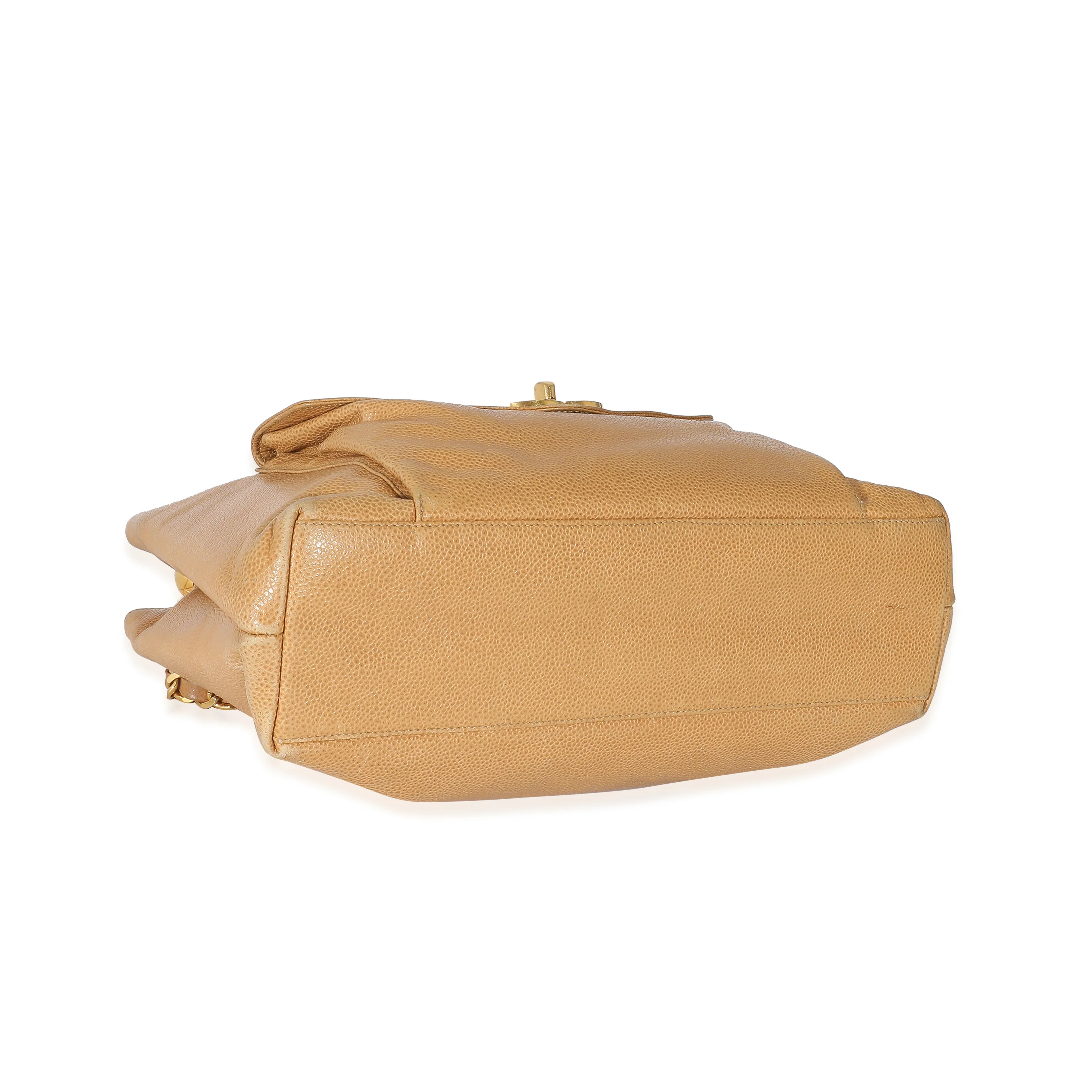 Chanel Vintage Beige Caviar Front Pocket CC Shopper - Image 6