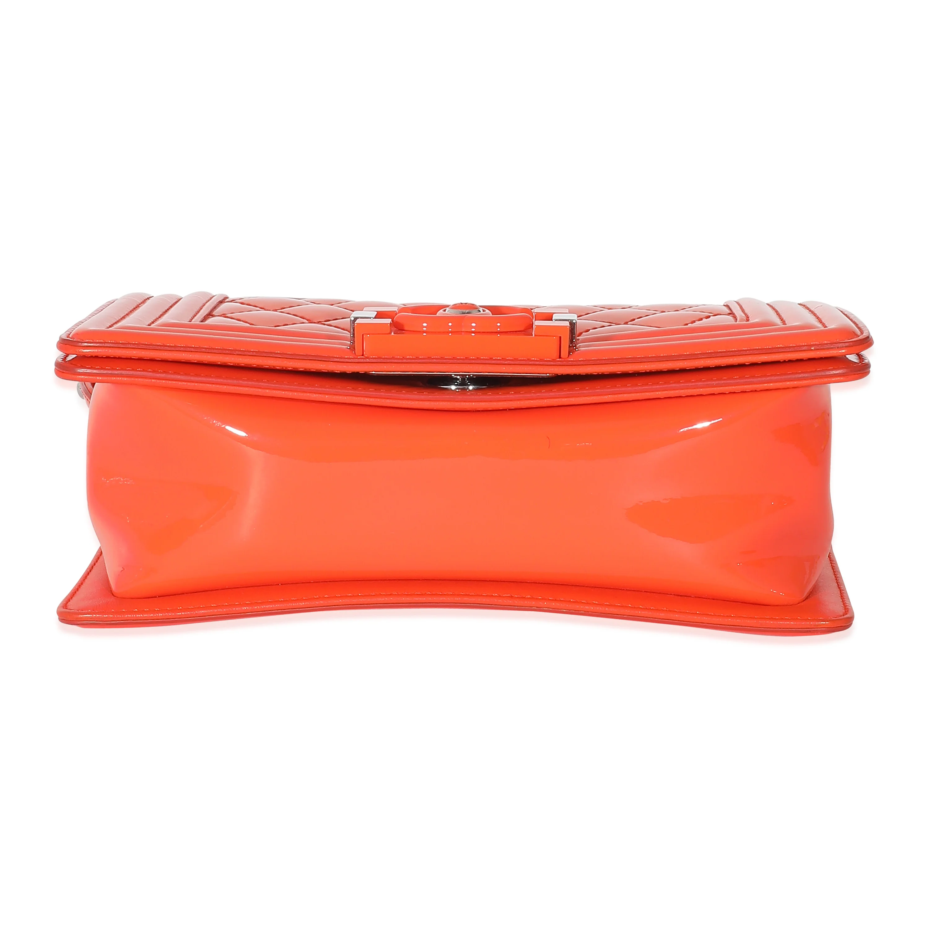 Chanel Orange Quilted Patent Small Plexiglass Boy Bag - Image 5