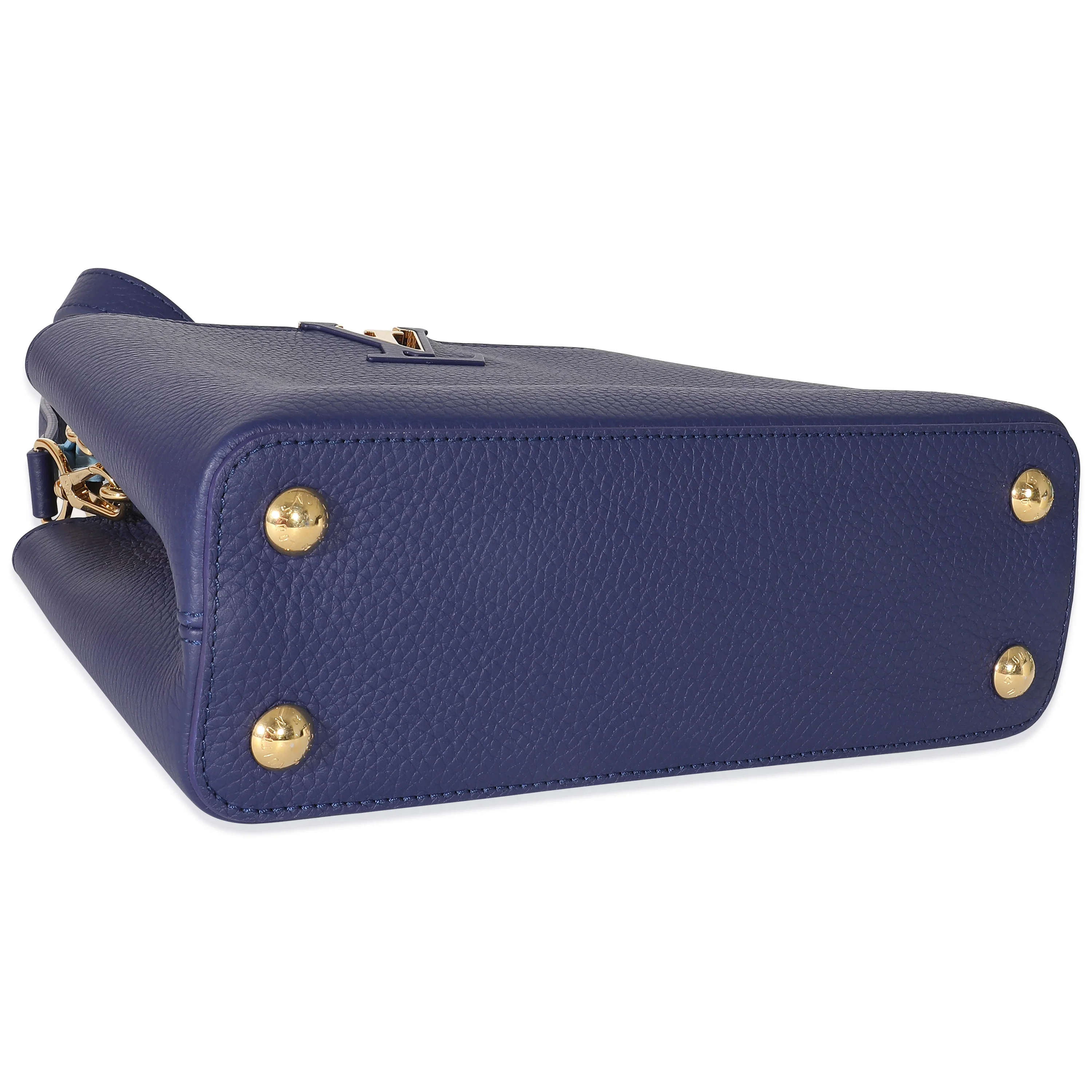 Louis Vuitton Taurillon Blue Tan Monogram Flowers Capucines BB - Image 6
