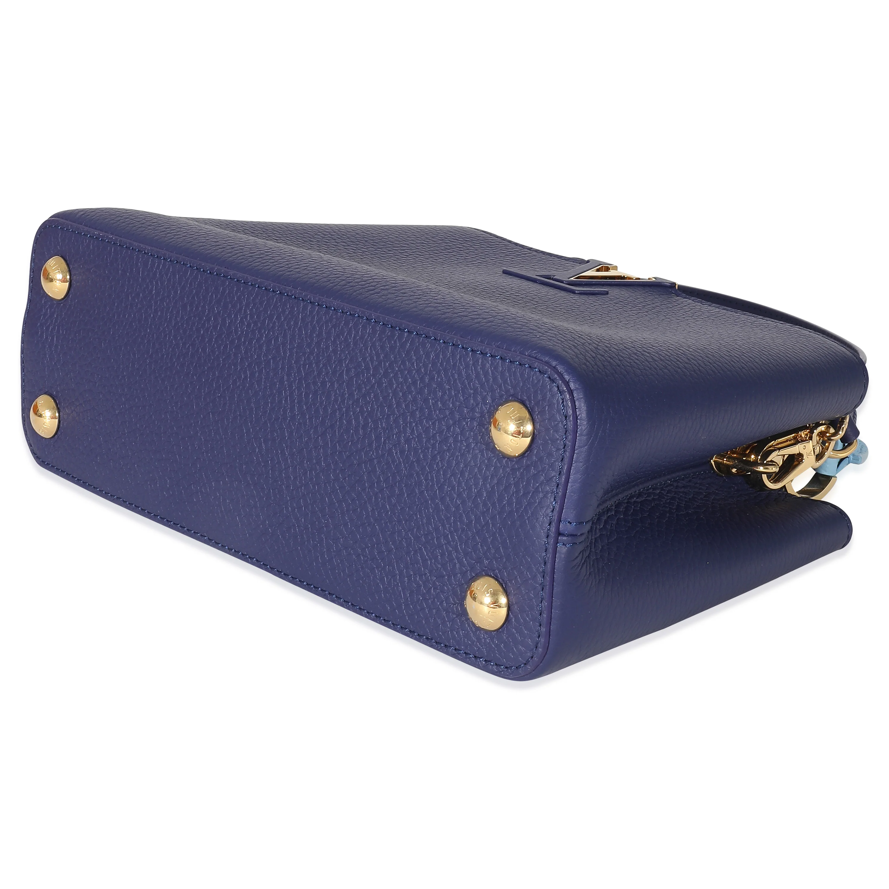 Louis Vuitton Taurillon Blue Tan Monogram Flowers Capucines BB - Image 7