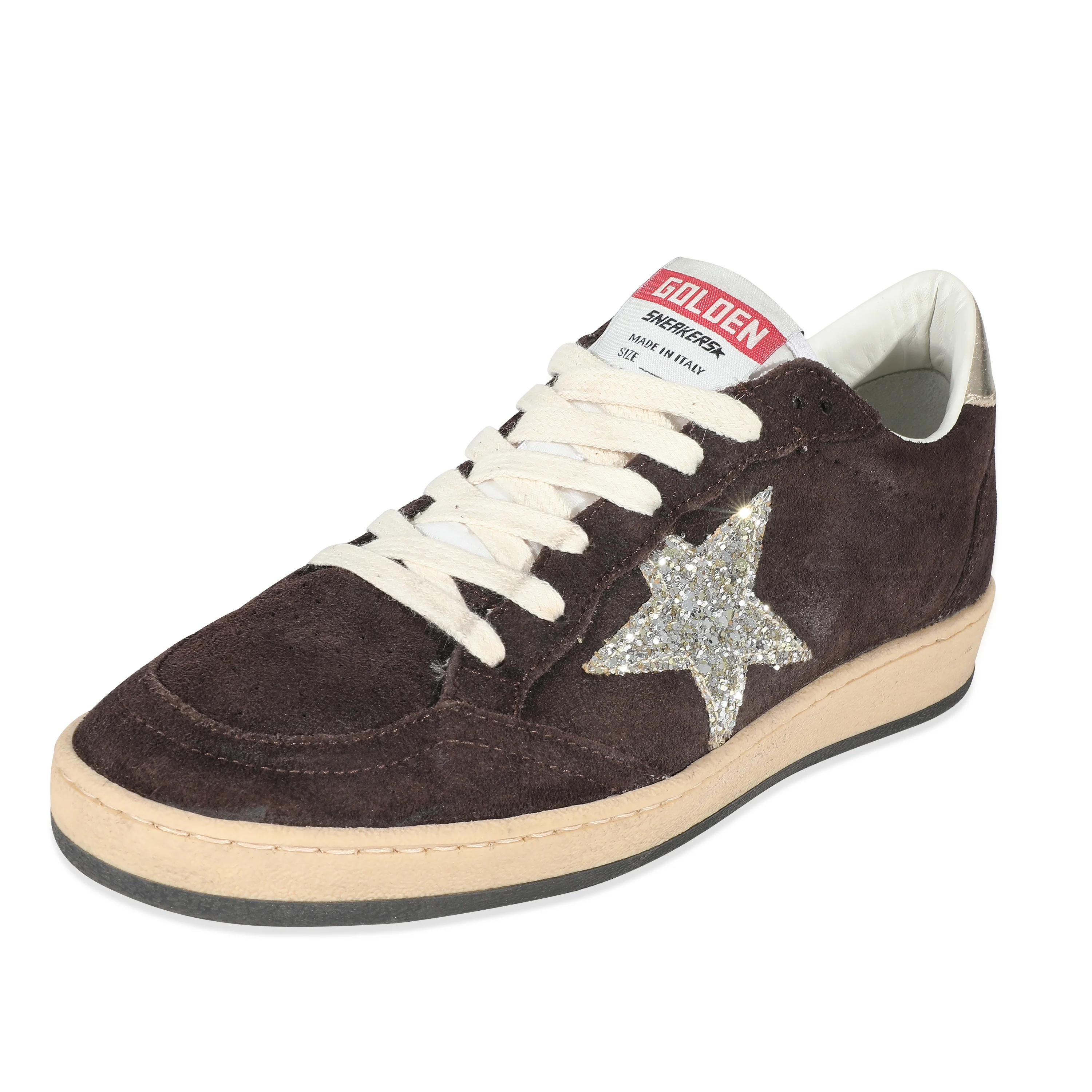 Silver Glitter Star Brown Suede Ballstar 36 - Image 2