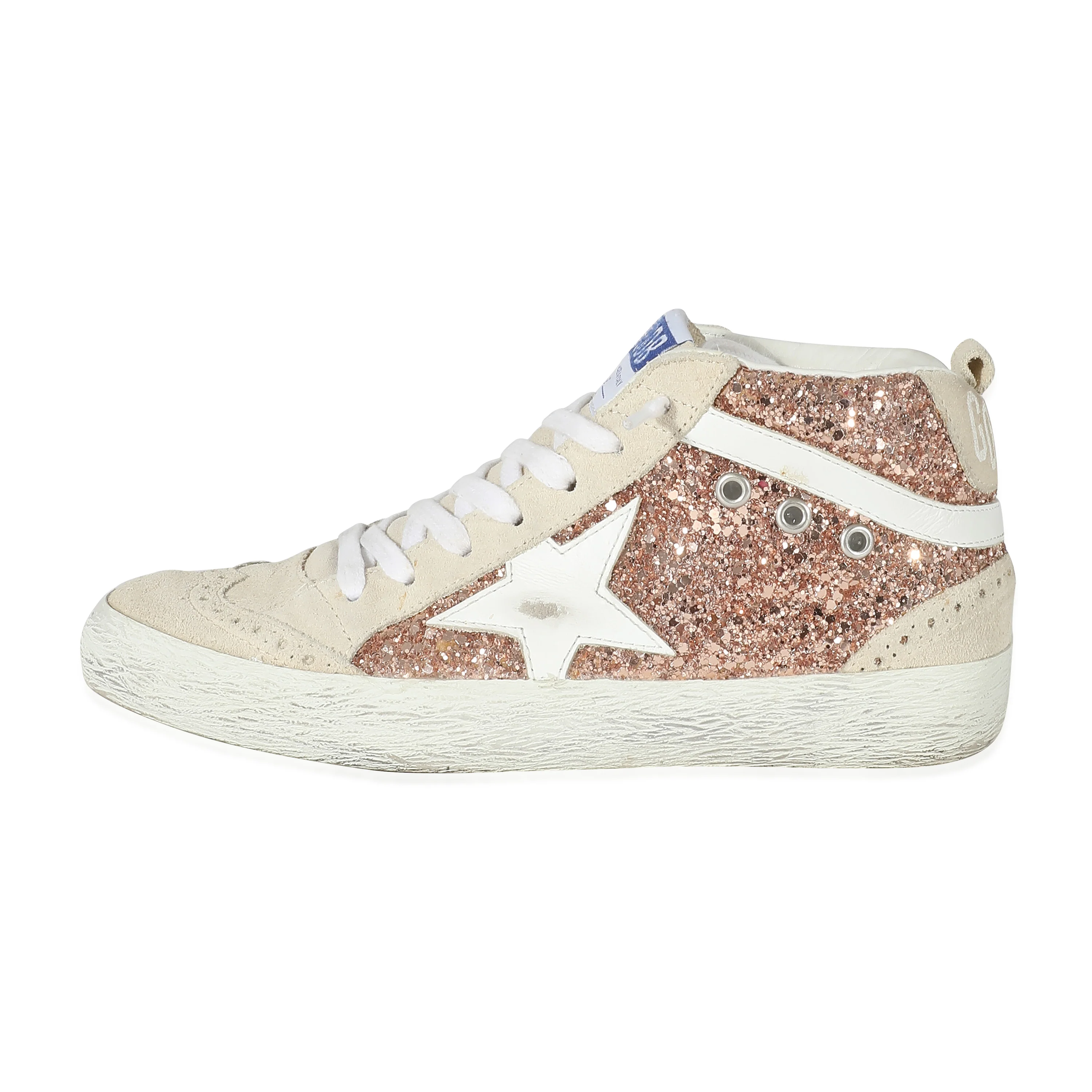 Golden Goose Suede Rose Gold Glitter Mid Star 36