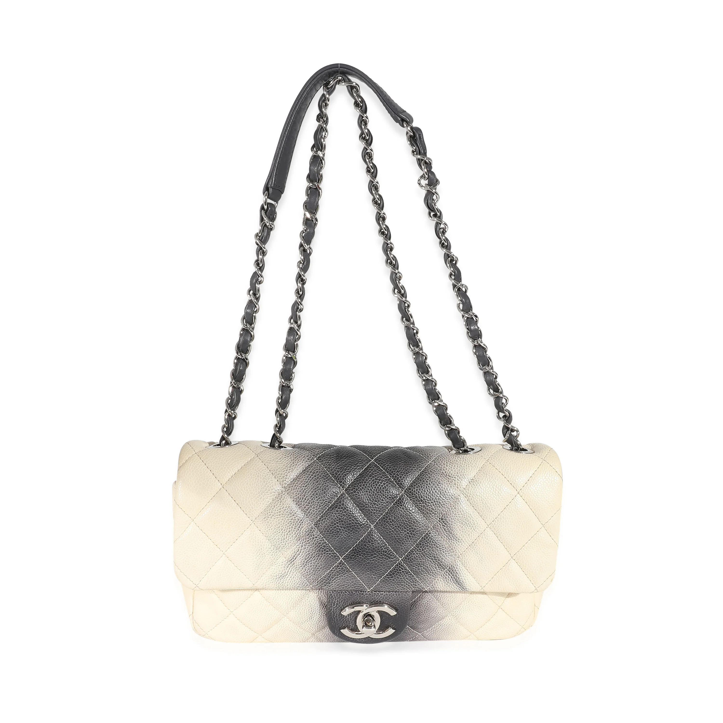 Chanel Ombré Cream Quilted Caviar Medium Single Flap Bag - Image 4