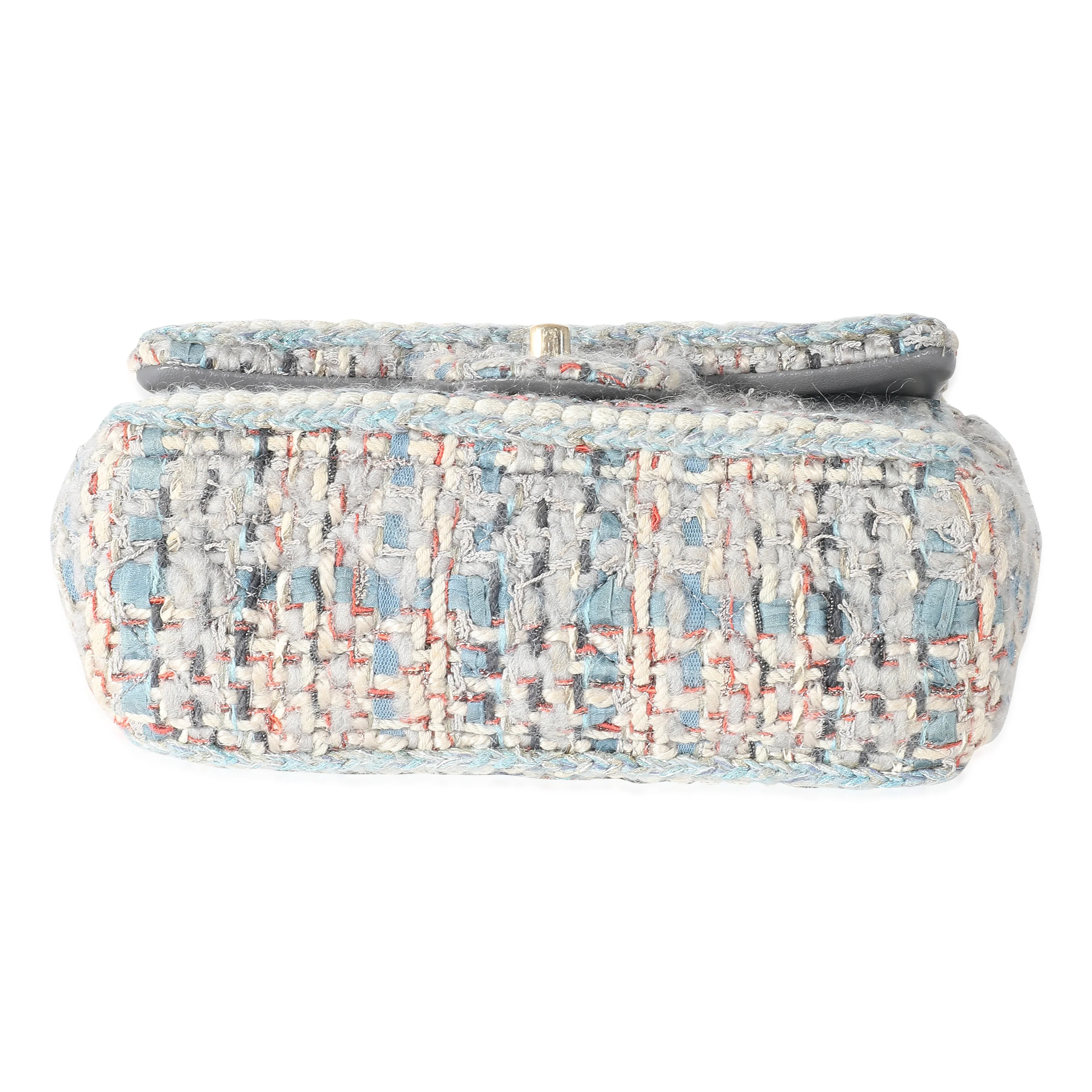 Chanel Grey Blue Braided Quilted Tweed Mini Flap Bag - Image 5