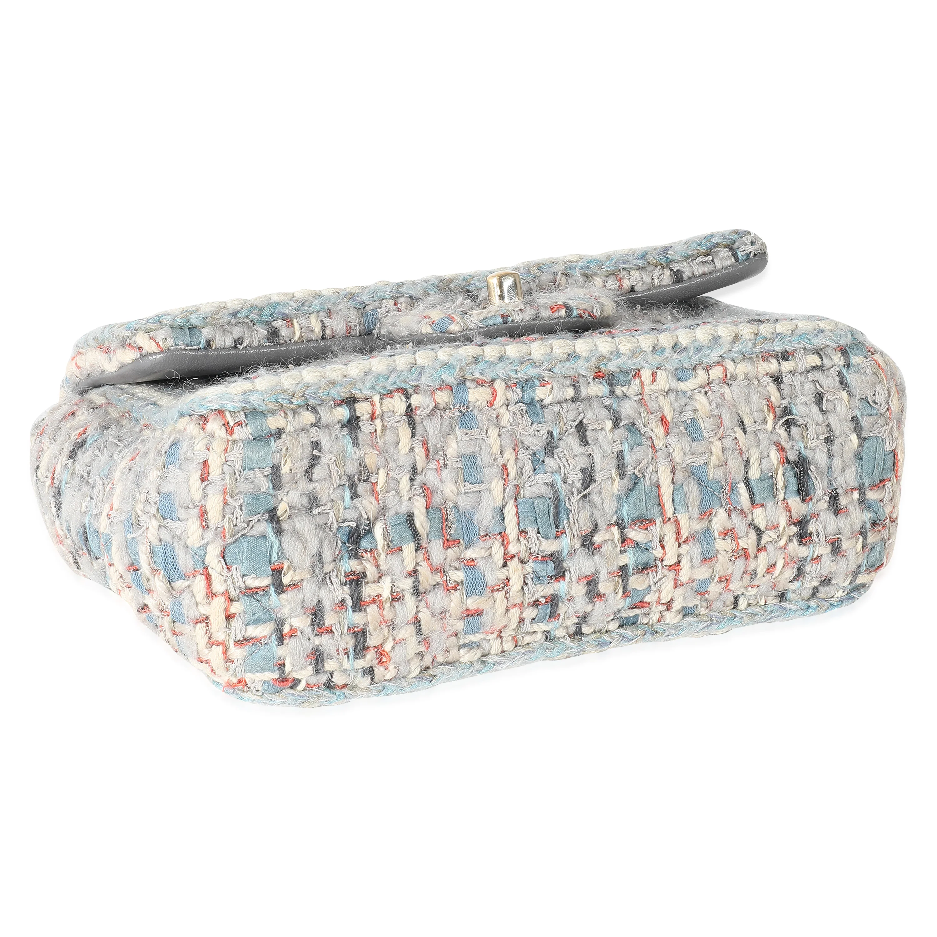 Chanel Grey Blue Braided Quilted Tweed Mini Flap Bag - Image 6