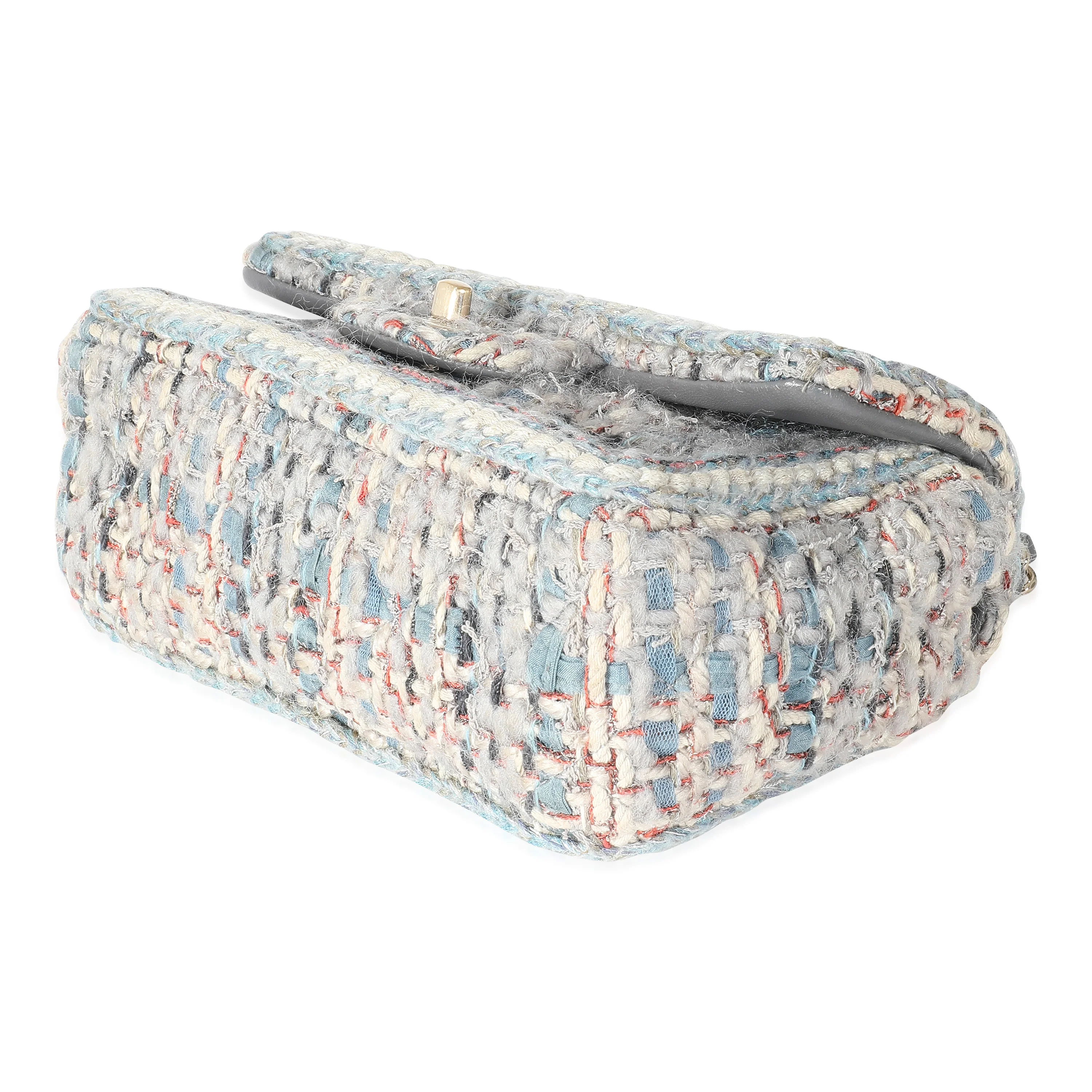 Chanel Grey Blue Braided Quilted Tweed Mini Flap Bag - Image 7