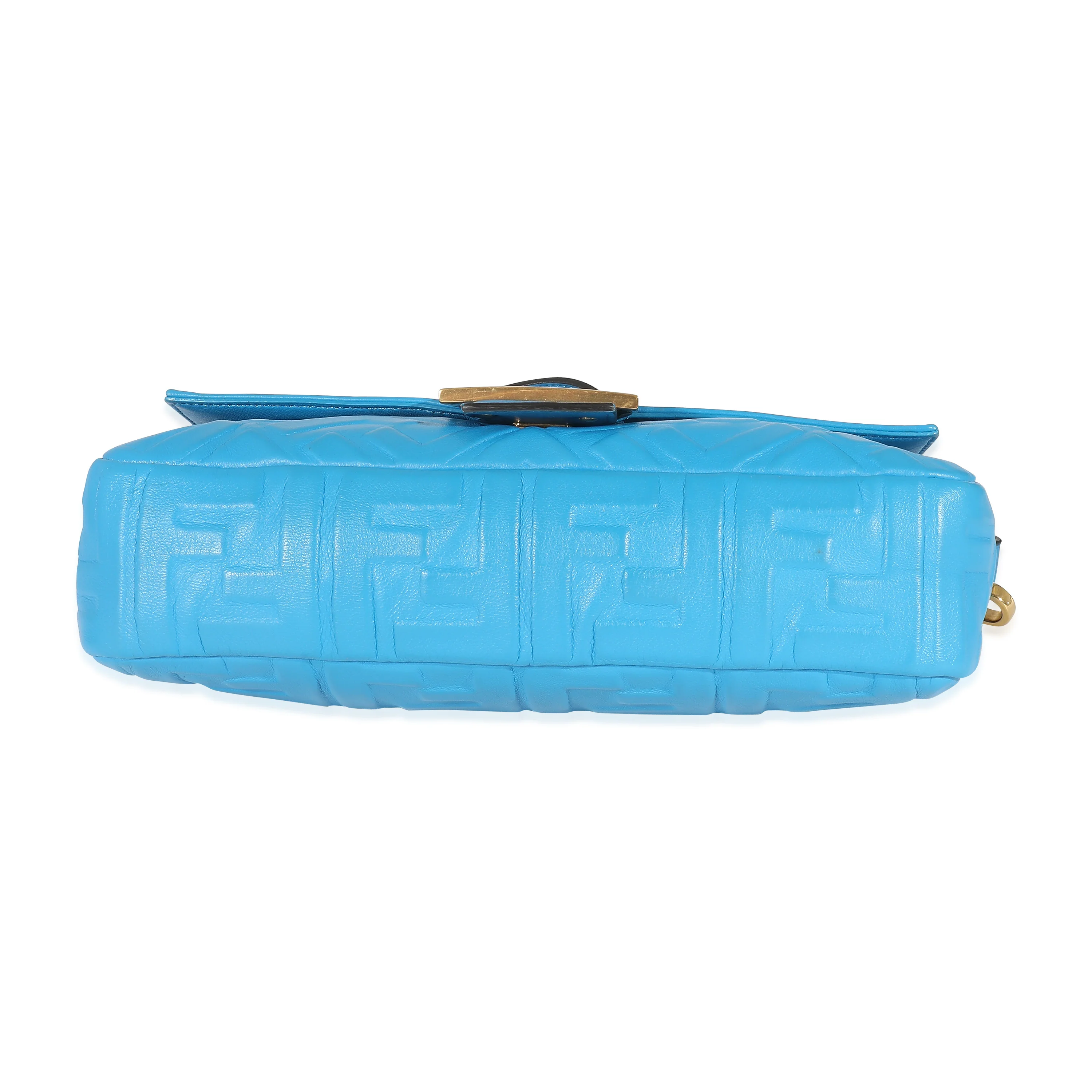 Fendi Royal Blue Nappa FF Embossed 1974 Baguette - Image 4