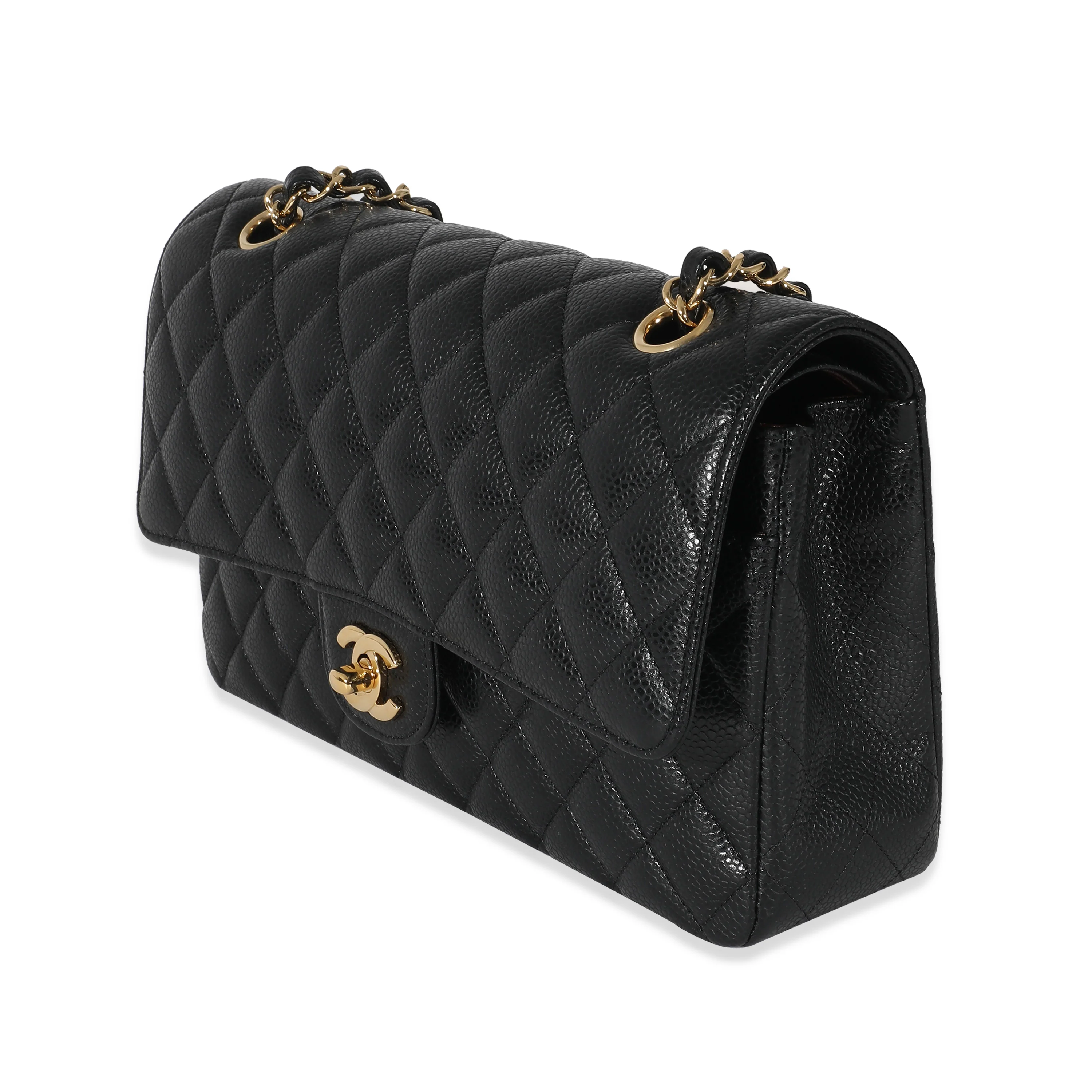 Chanel Black Quilted Caviar Medium Classic Double Flap Bag - Image 2