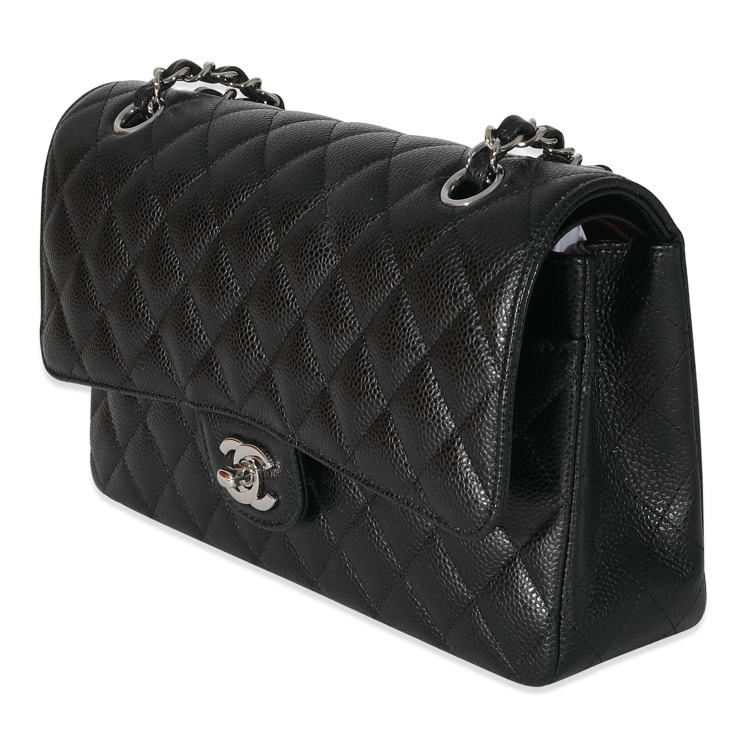 Chanel Black Quilted Caviar Medium Classic Double Flap Bag - Image 2