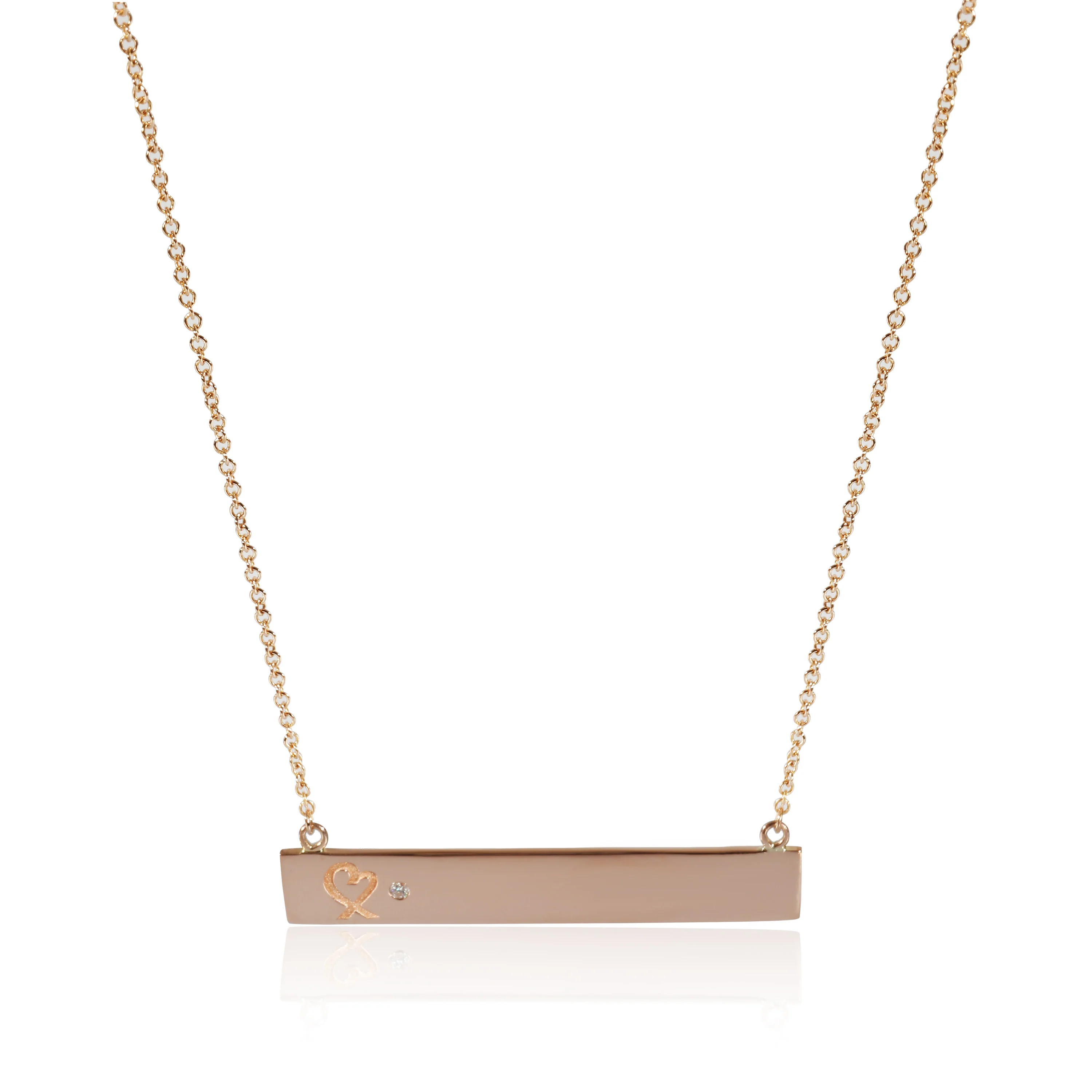 Paloma Picasso Loving Heart Bar Pendant in 18K Rose Gold 0.01 Ctw
