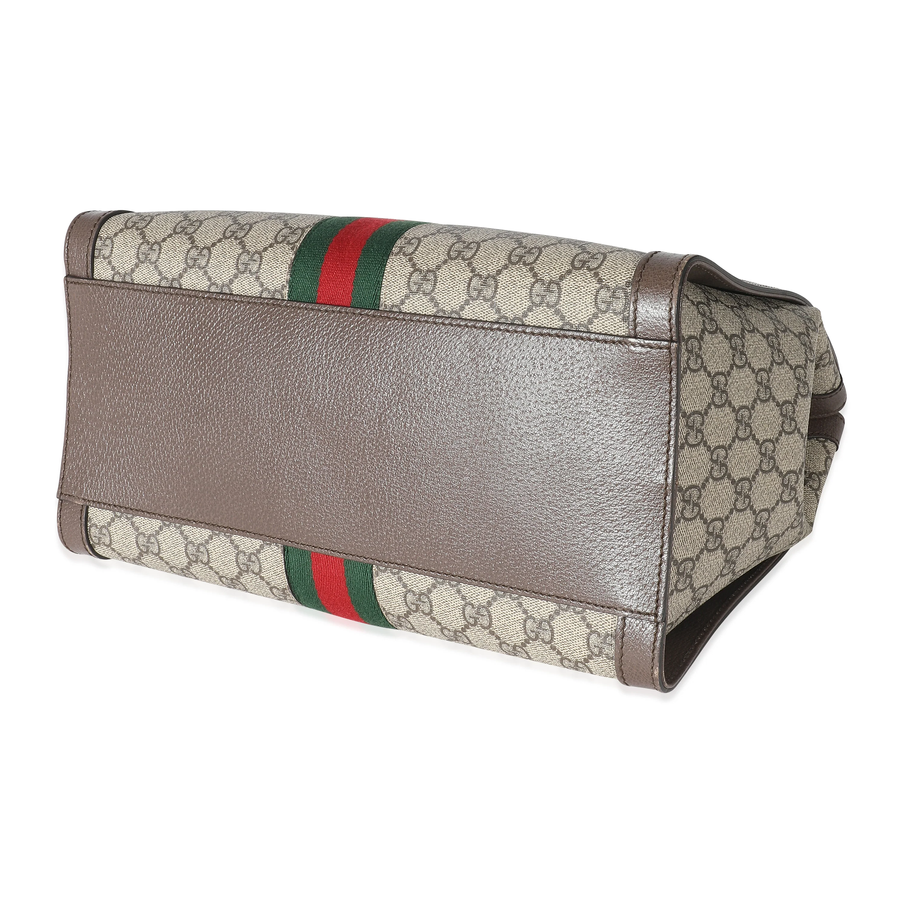 Gucci Beige GG Canvas Ophidia Medium Top Handle Bag - Image 6