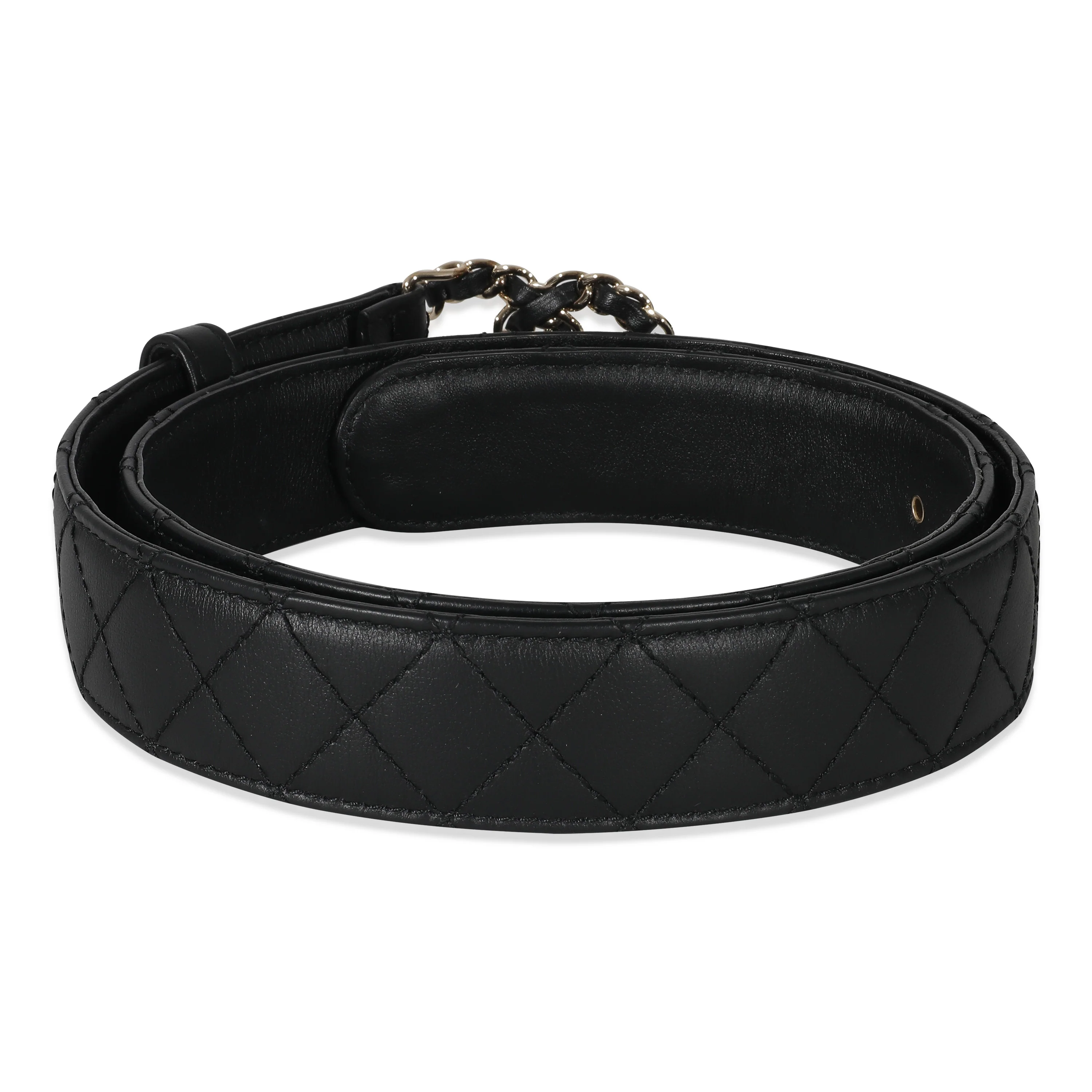 Chanel B22 Black Quilted Calfskin CC Chain Belt 90/36 - Image 3
