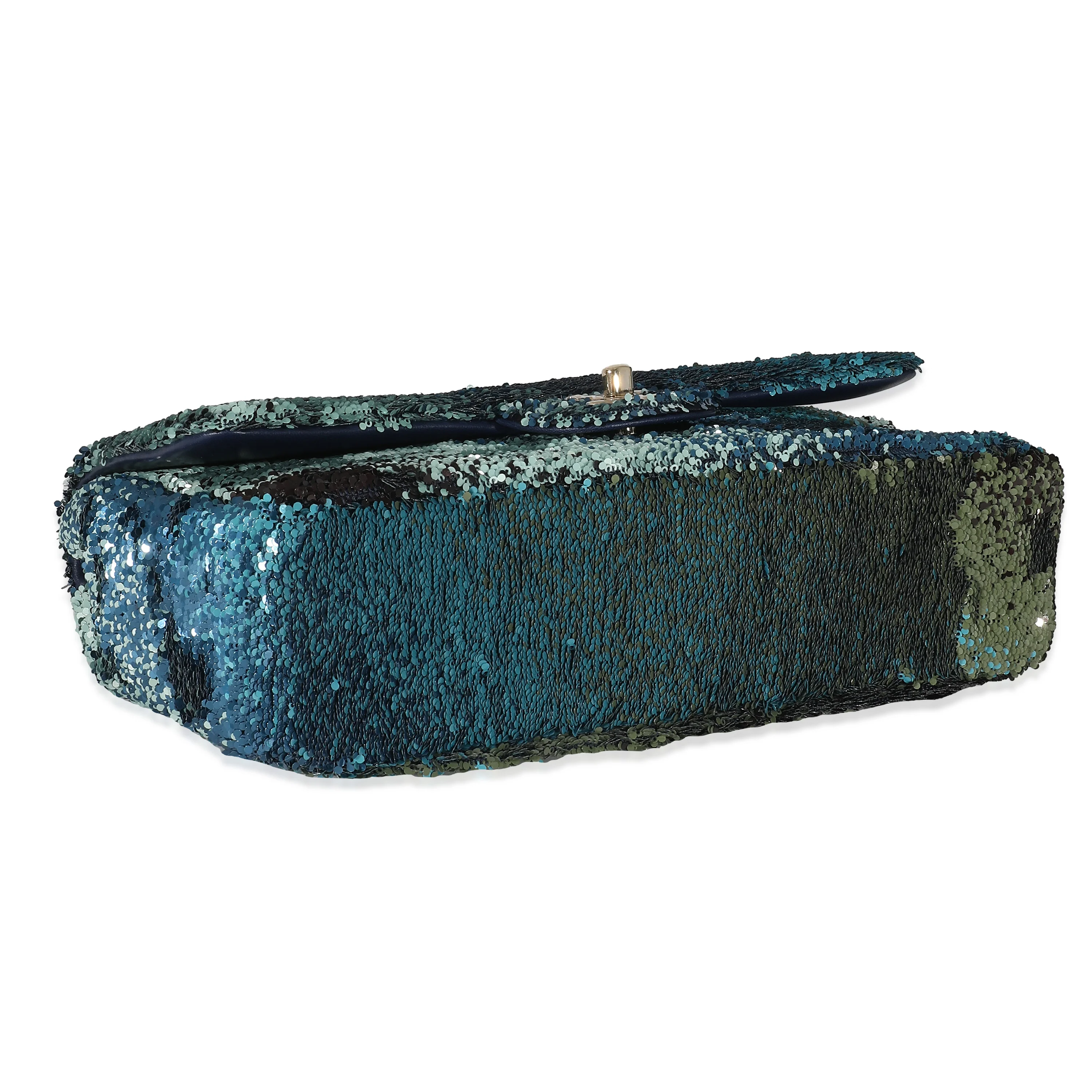 Chanel Blue Ombré Sequin Medium Classic Single Flap Bag - Image 6
