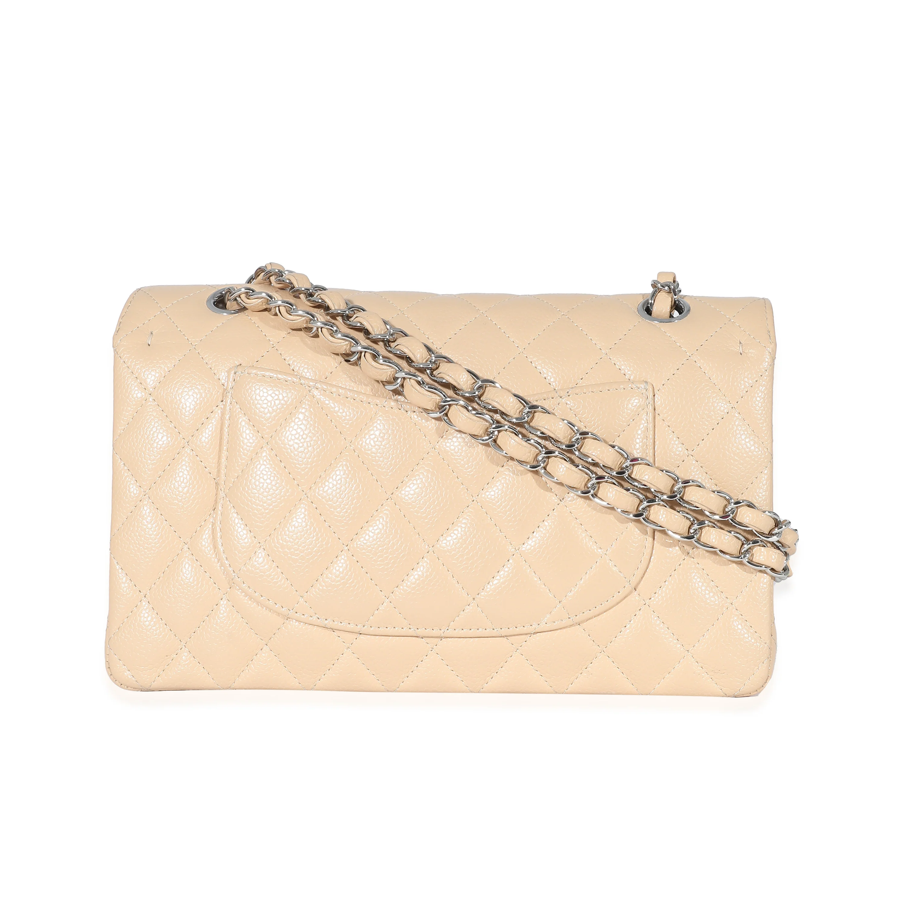 Beige Quilted Caviar Medium Classic Double Flap Handbag - Image 2