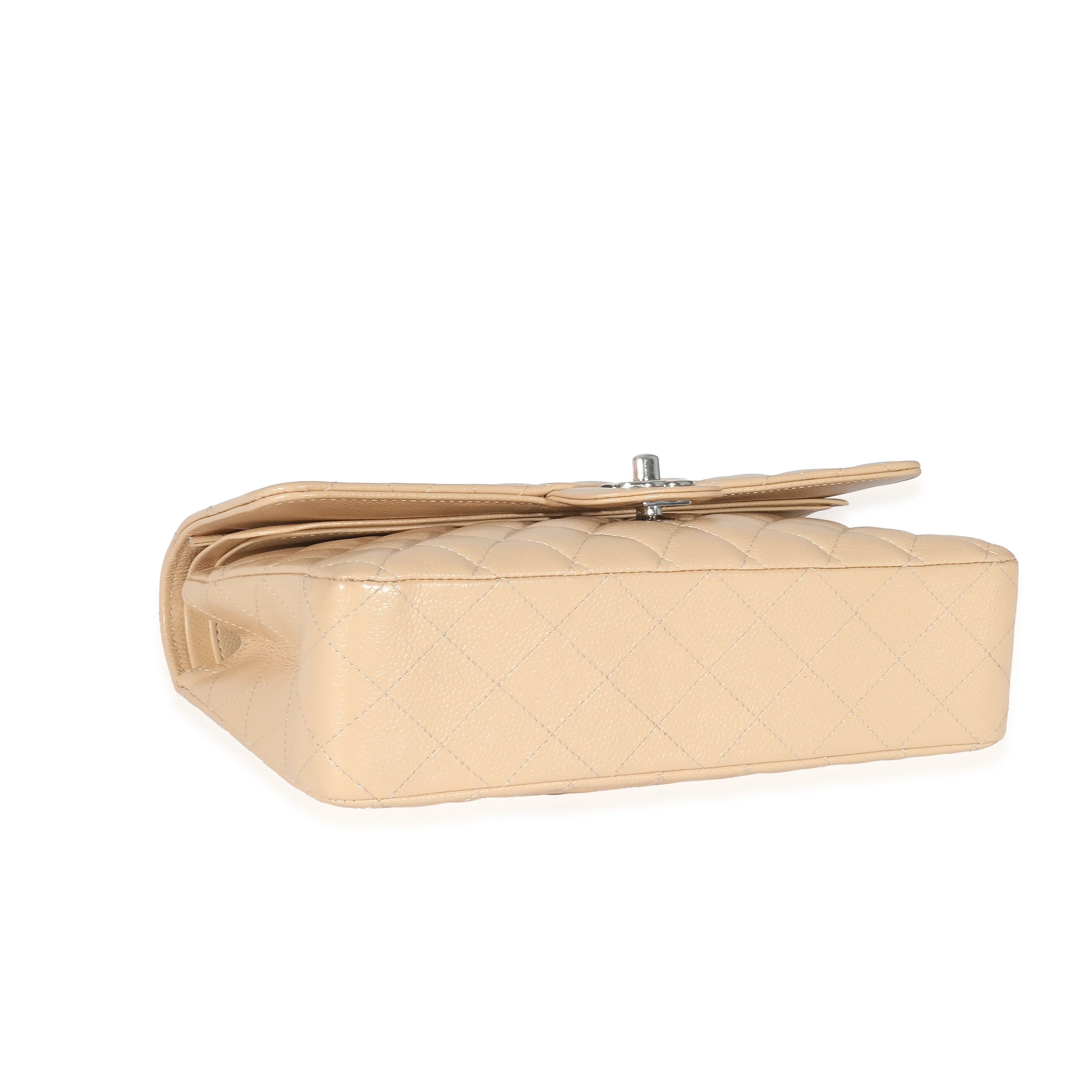 Beige Quilted Caviar Medium Classic Double Flap Handbag - Image 7