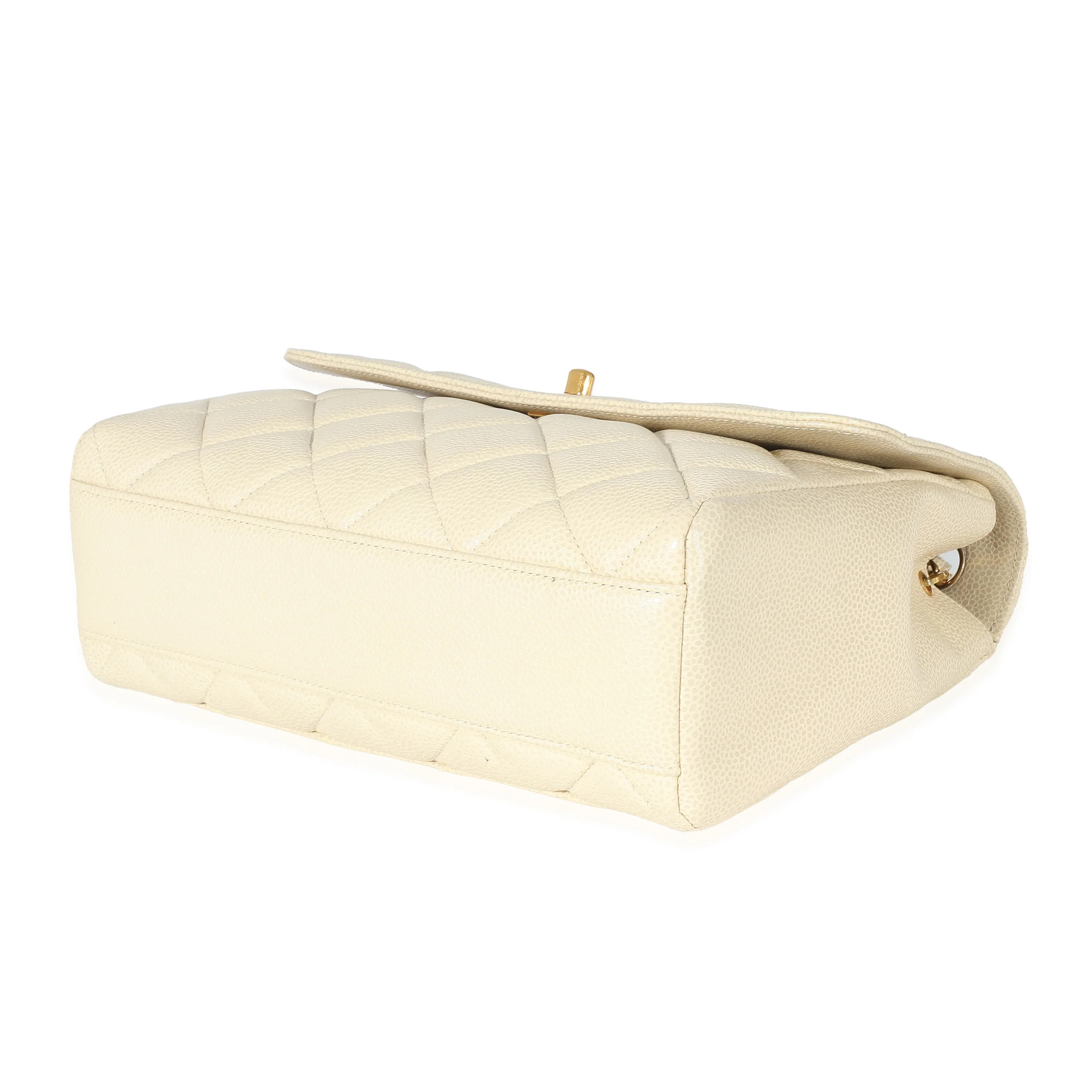 Chanel Beige Quilted Caviar Chain Flap Bag - Image 7
