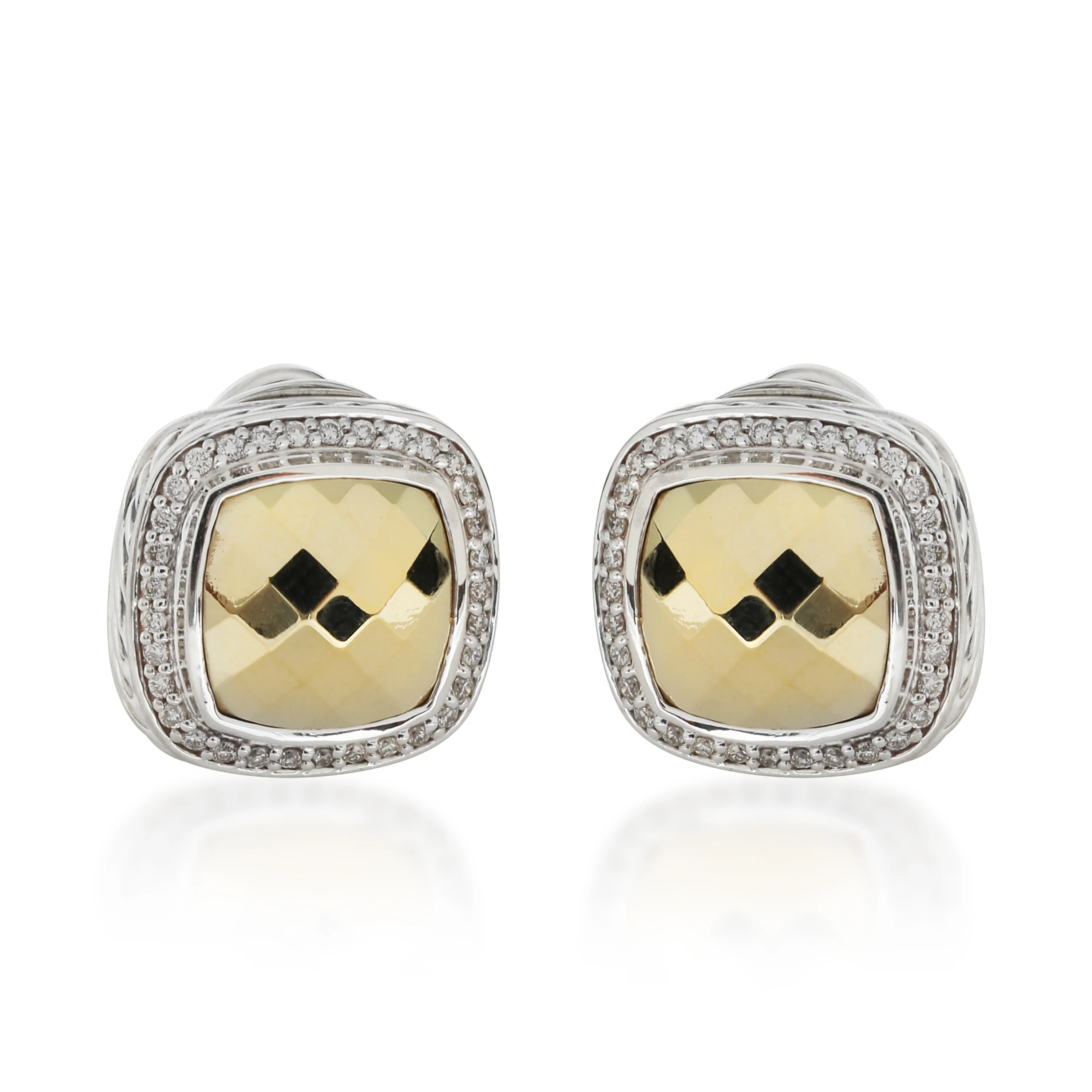 David Yurman Albion Diamond Earrings in 18K Yellow Gold/Sterling Silver 0.5 CTW