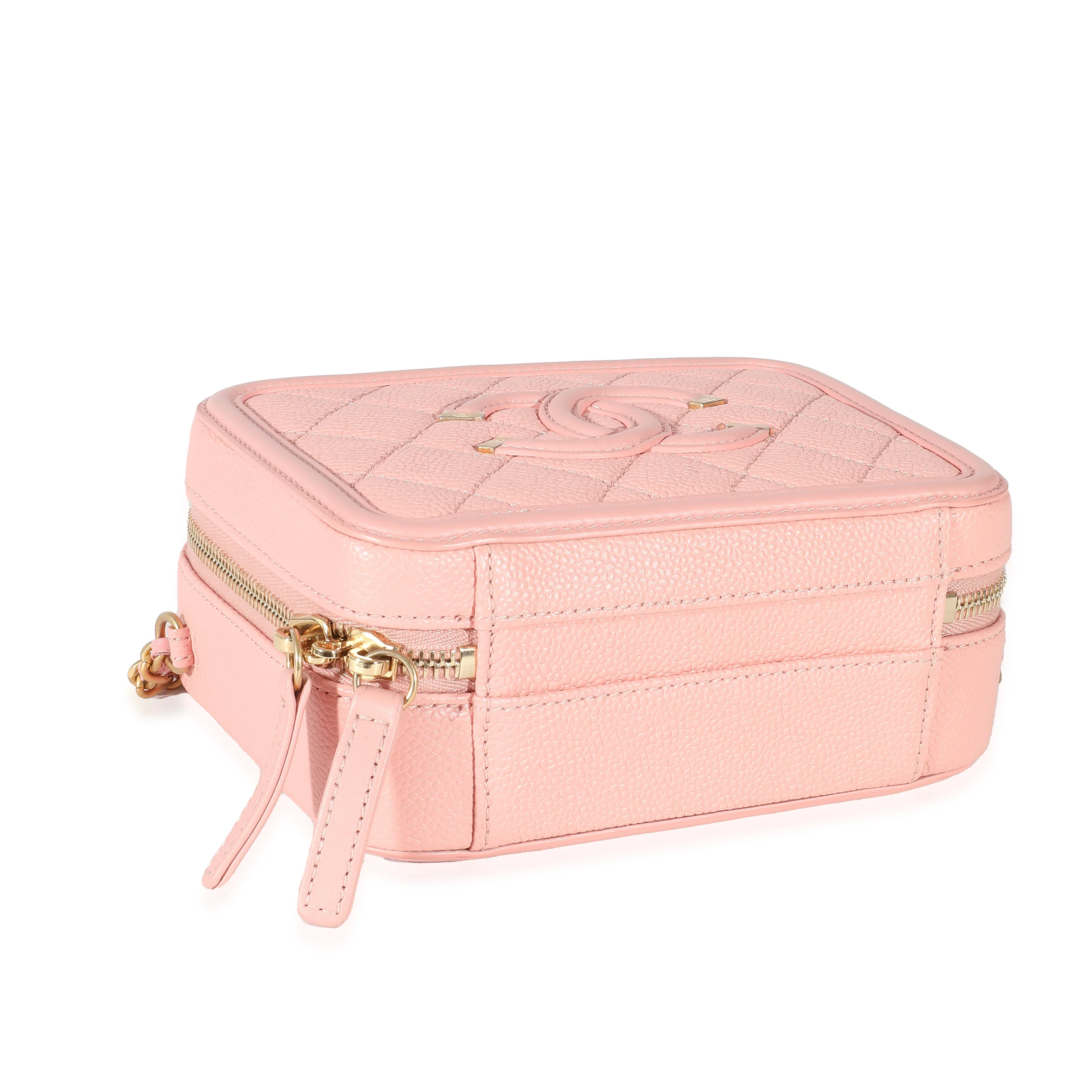 Chanel Pink Quilted Caviar CC Mini Filigree Vanity Case - Image 6