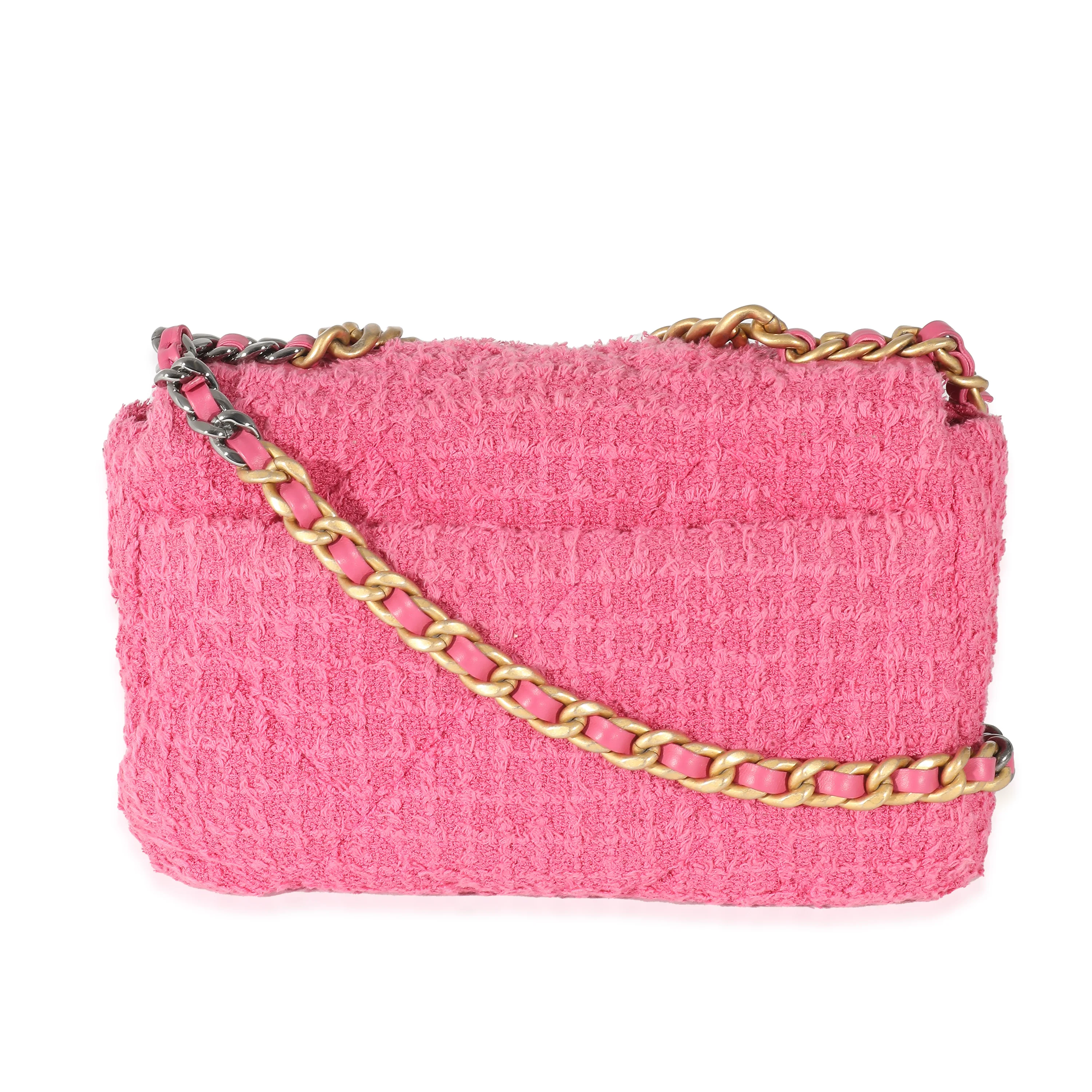 Chanel Pink Tweed Small Chanel 19 Flap Bag - Image 3