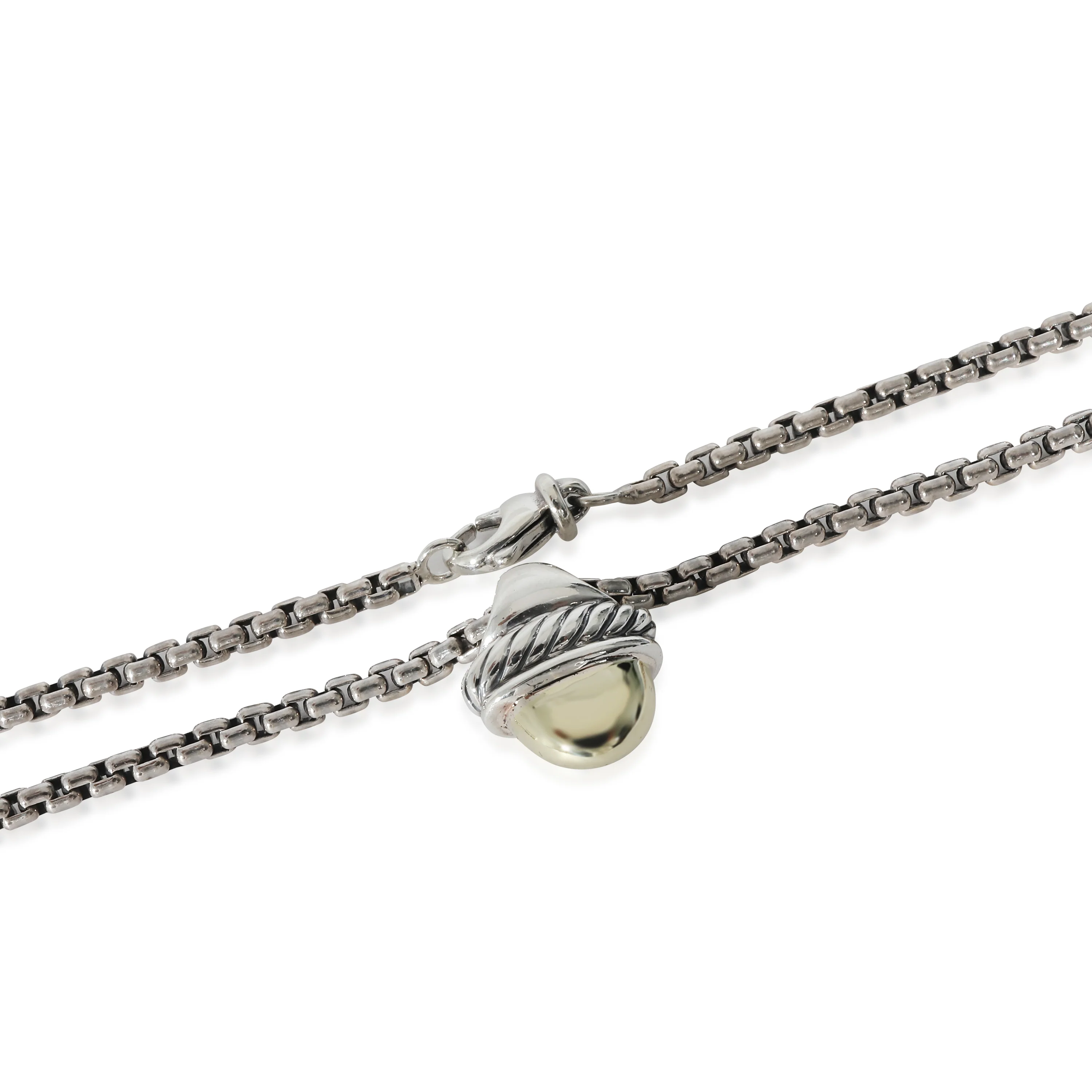 David Yurman Acorn Pendant on Box Chain in Sterling Silver & 14K Yellow Gold - Image 2