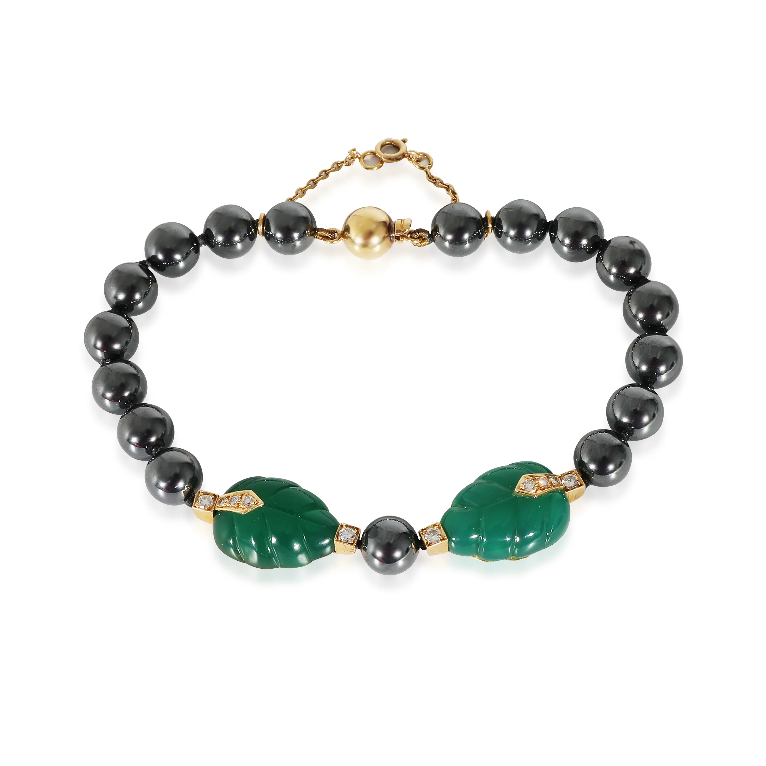 Cartier Patiala Hematite Beads & Diamond Bracelet in 18K Yellow Gold 0.15 CTW