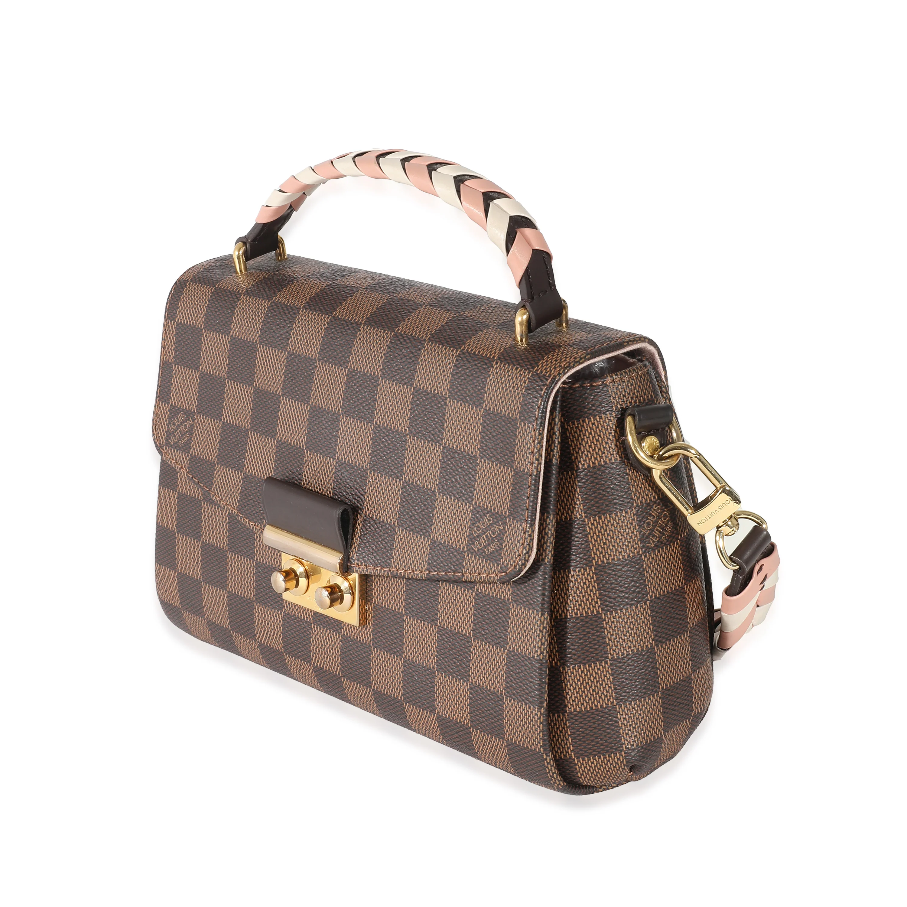 Louis Vuitton Cream Pink Damier Ebene Canvas Braided Croisette - Image 2