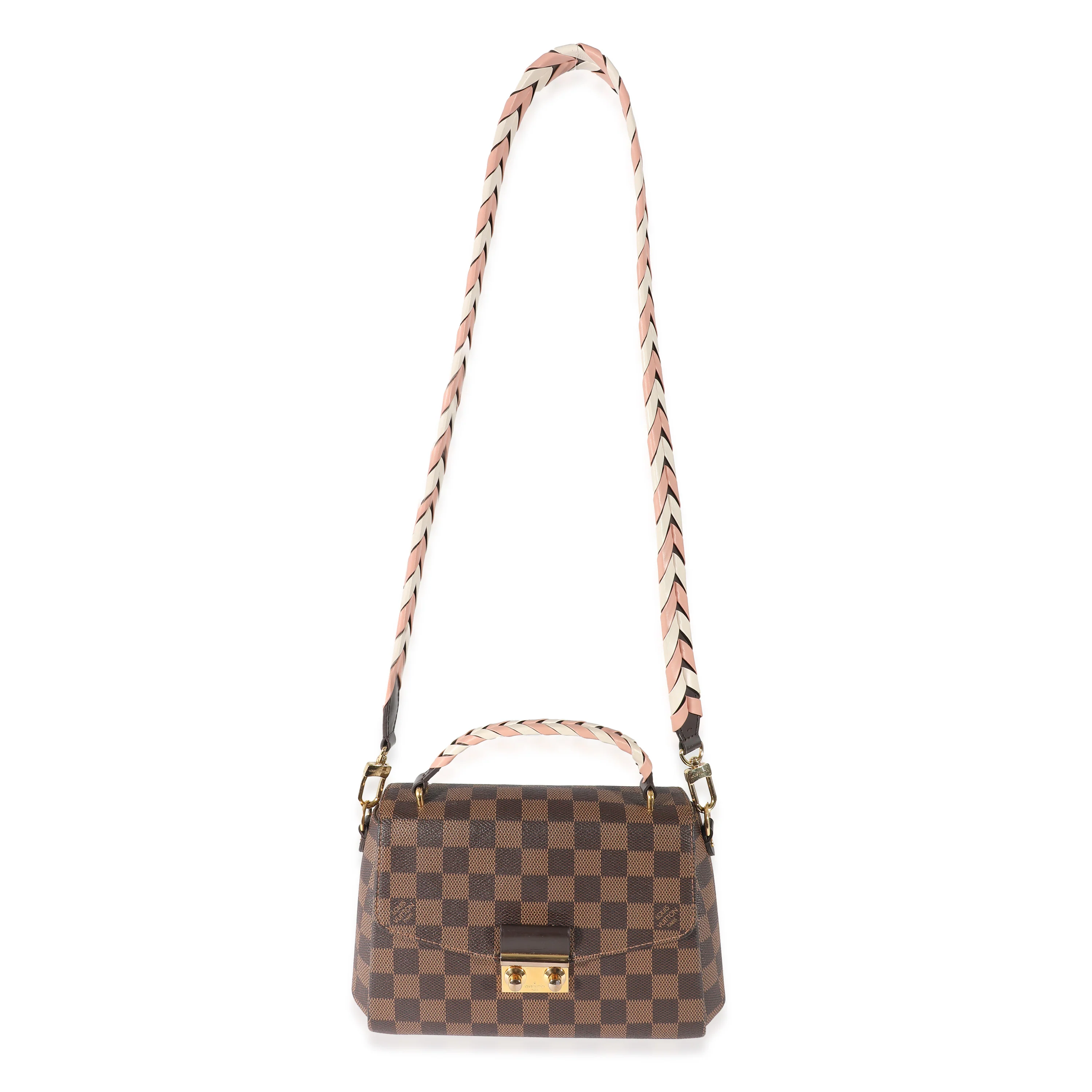 Louis Vuitton Cream Pink Damier Ebene Canvas Braided Croisette - Image 4