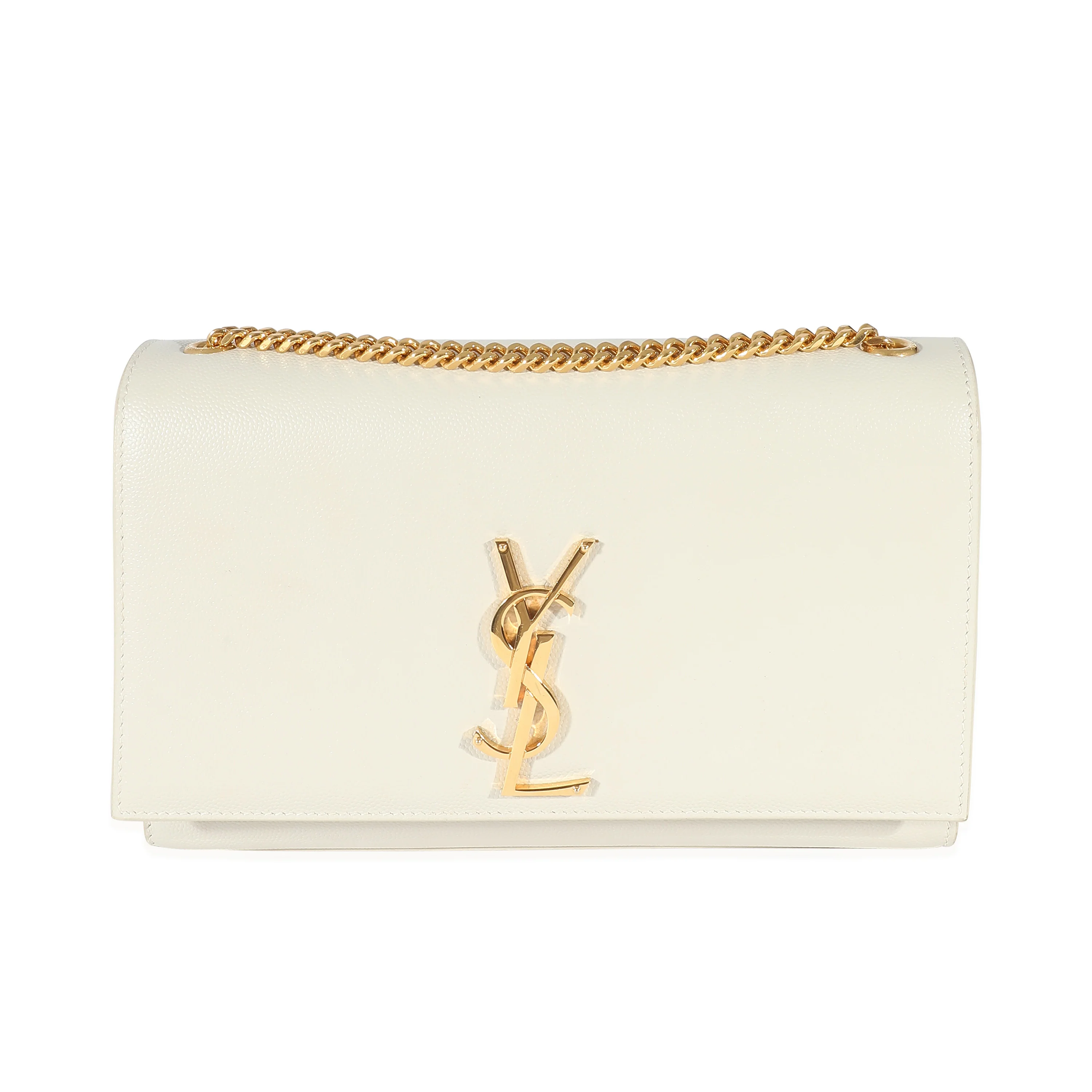 Saint Laurent Blanc Grain De Poudre Medium Monogram Kate Bag