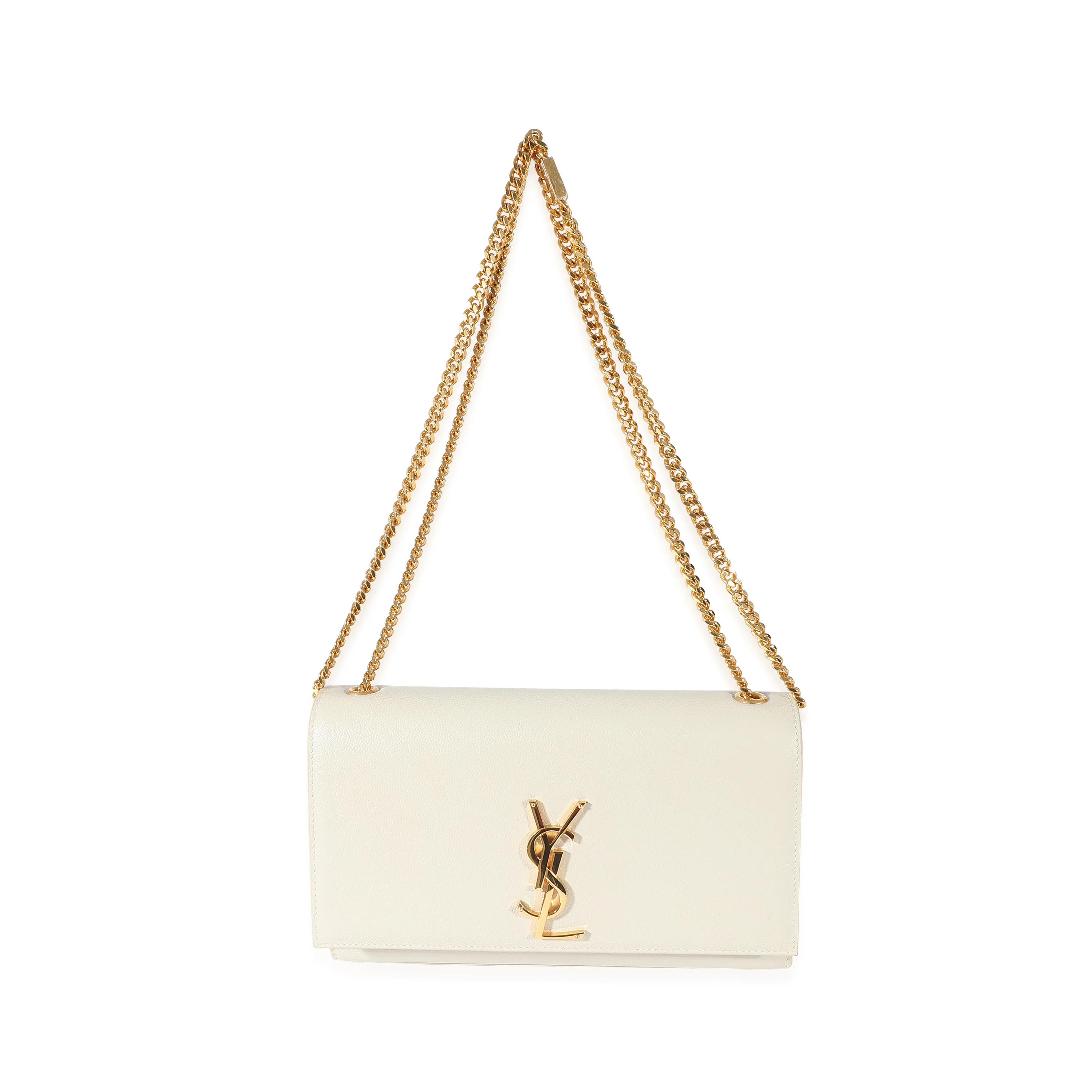 Saint Laurent Blanc Grain De Poudre Medium Monogram Kate Bag - Image 4