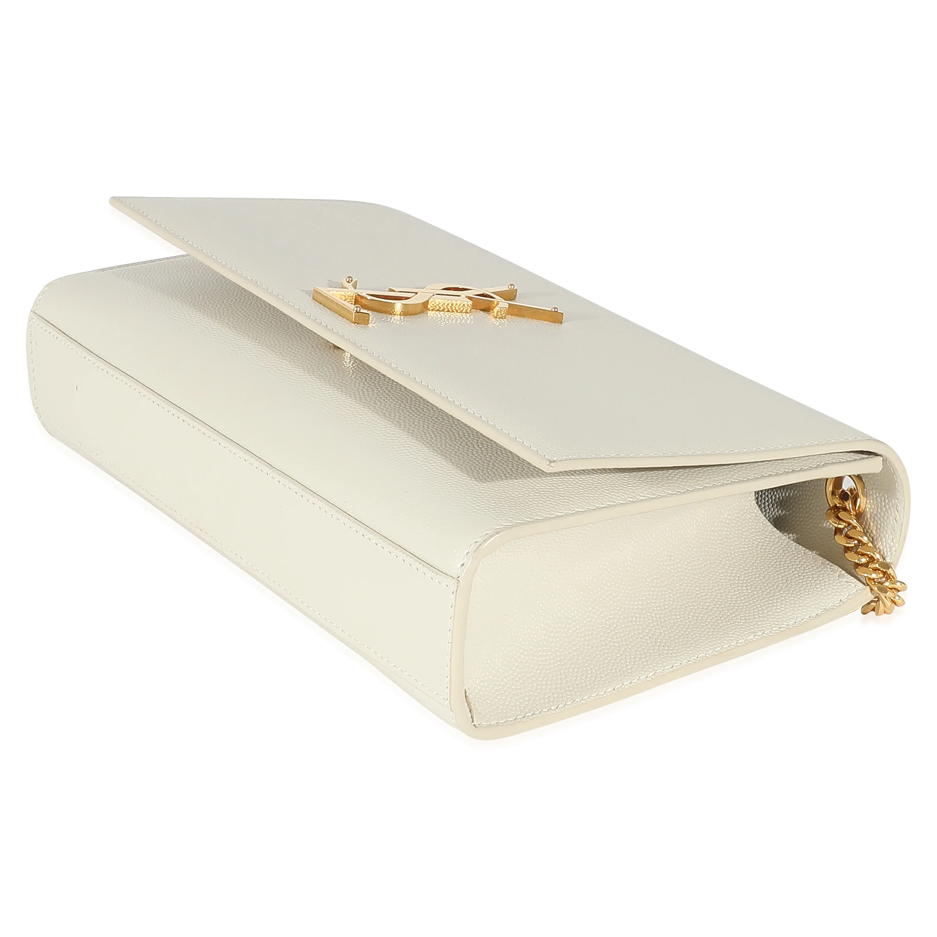 Saint Laurent Blanc Grain De Poudre Medium Monogram Kate Bag - Image 7