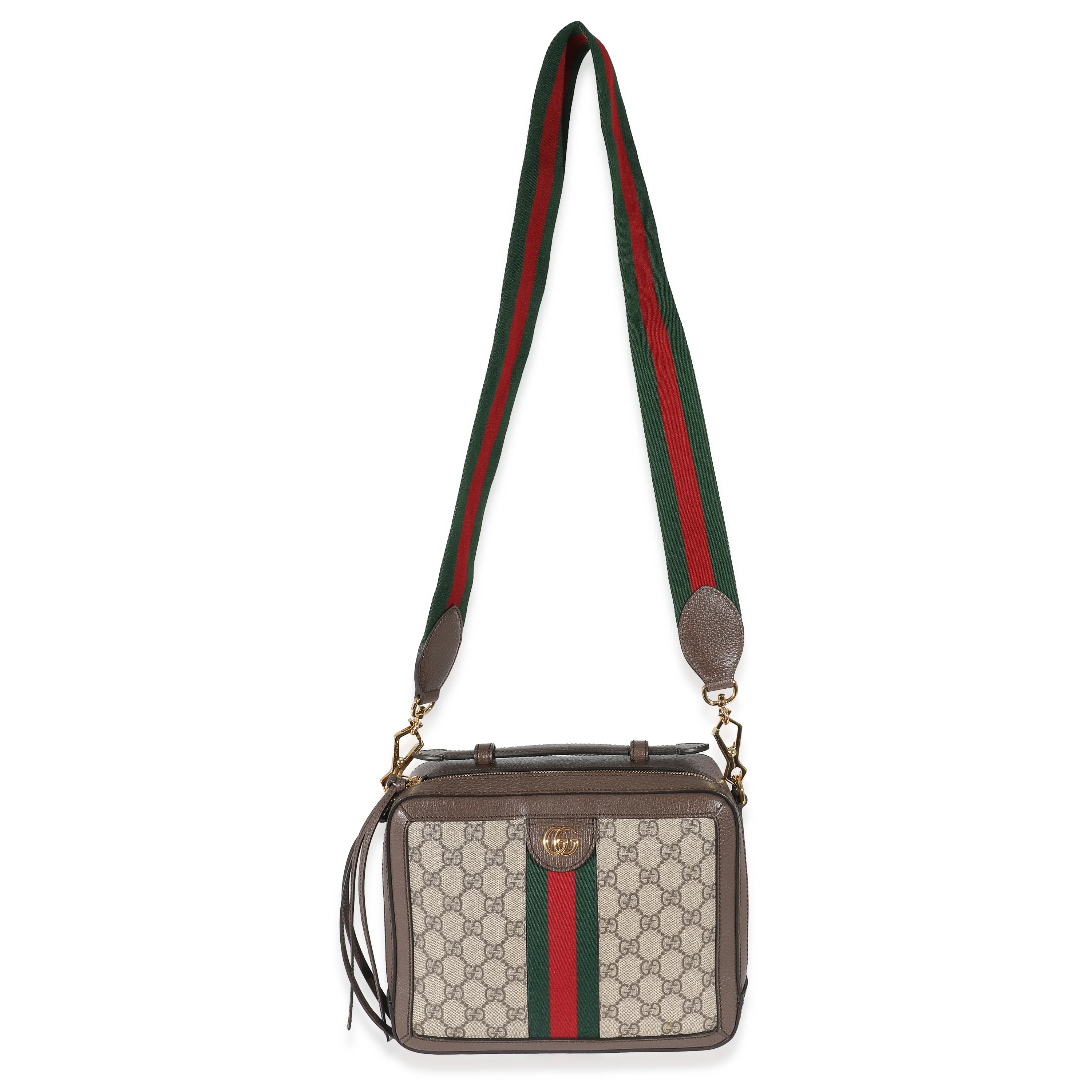 Gucci Brown GG Supreme Web Ophidia Top Handle Bag - Image 4