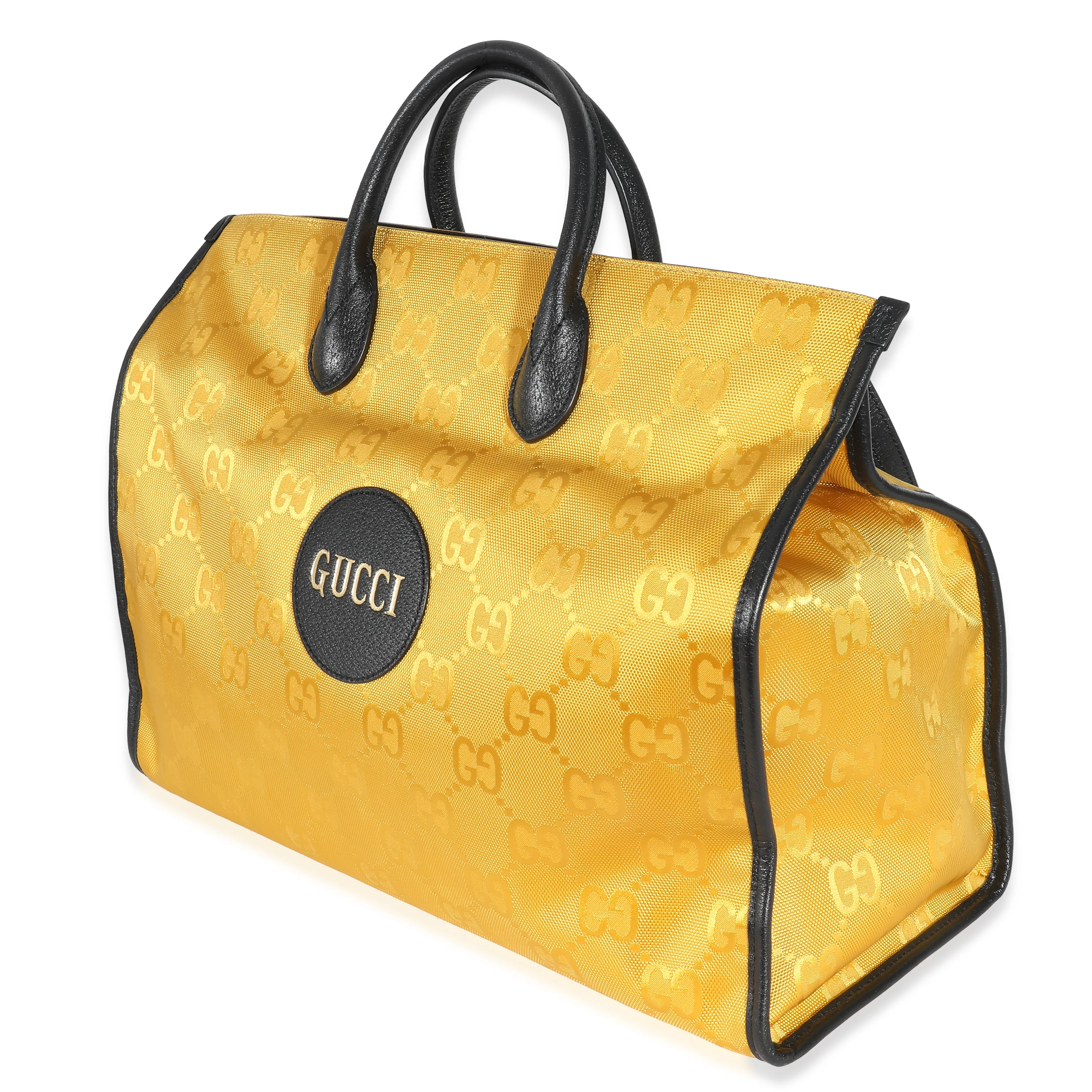 Gucci Yellow GG Econyl Script Tote - Image 2