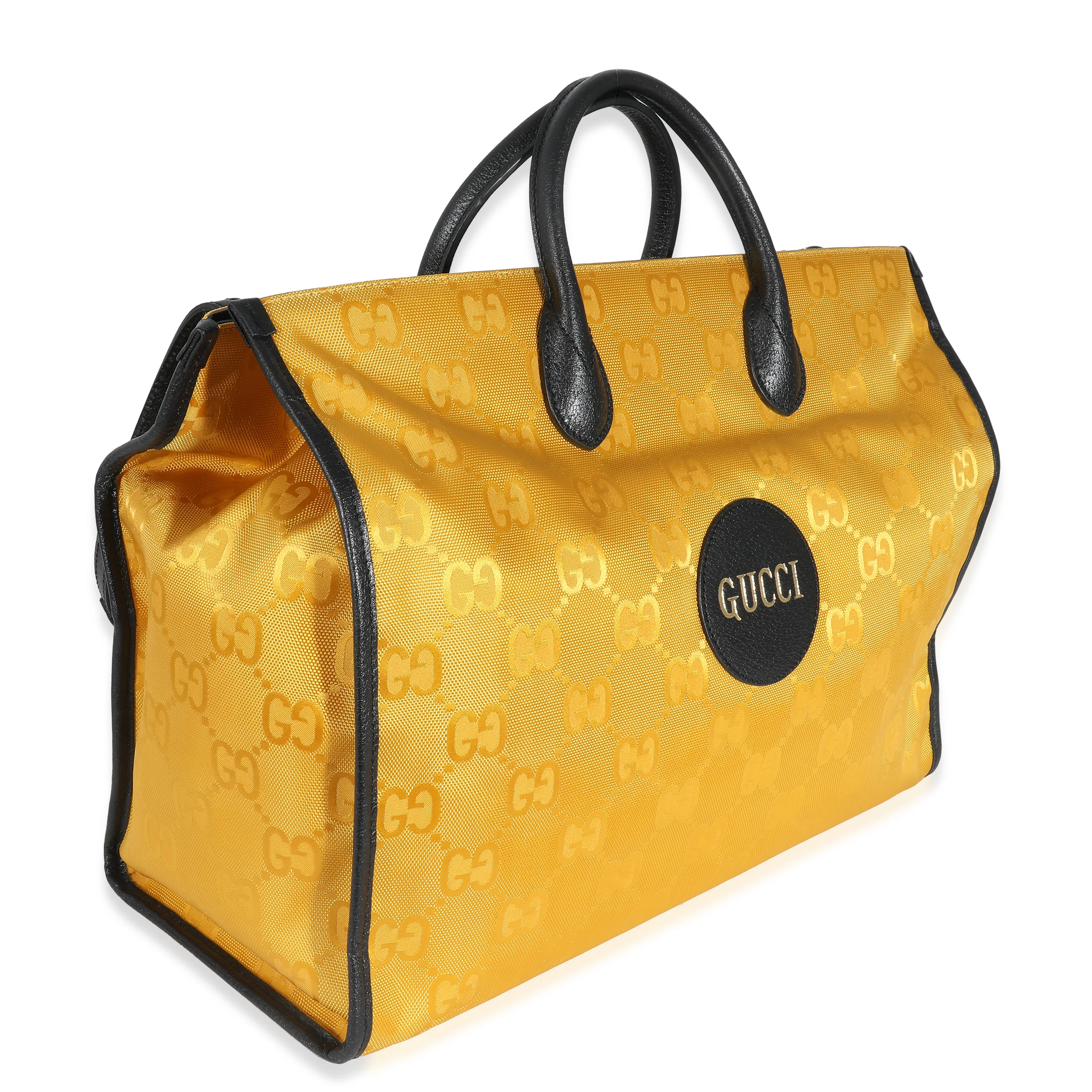Gucci Yellow GG Econyl Script Tote - Image 3