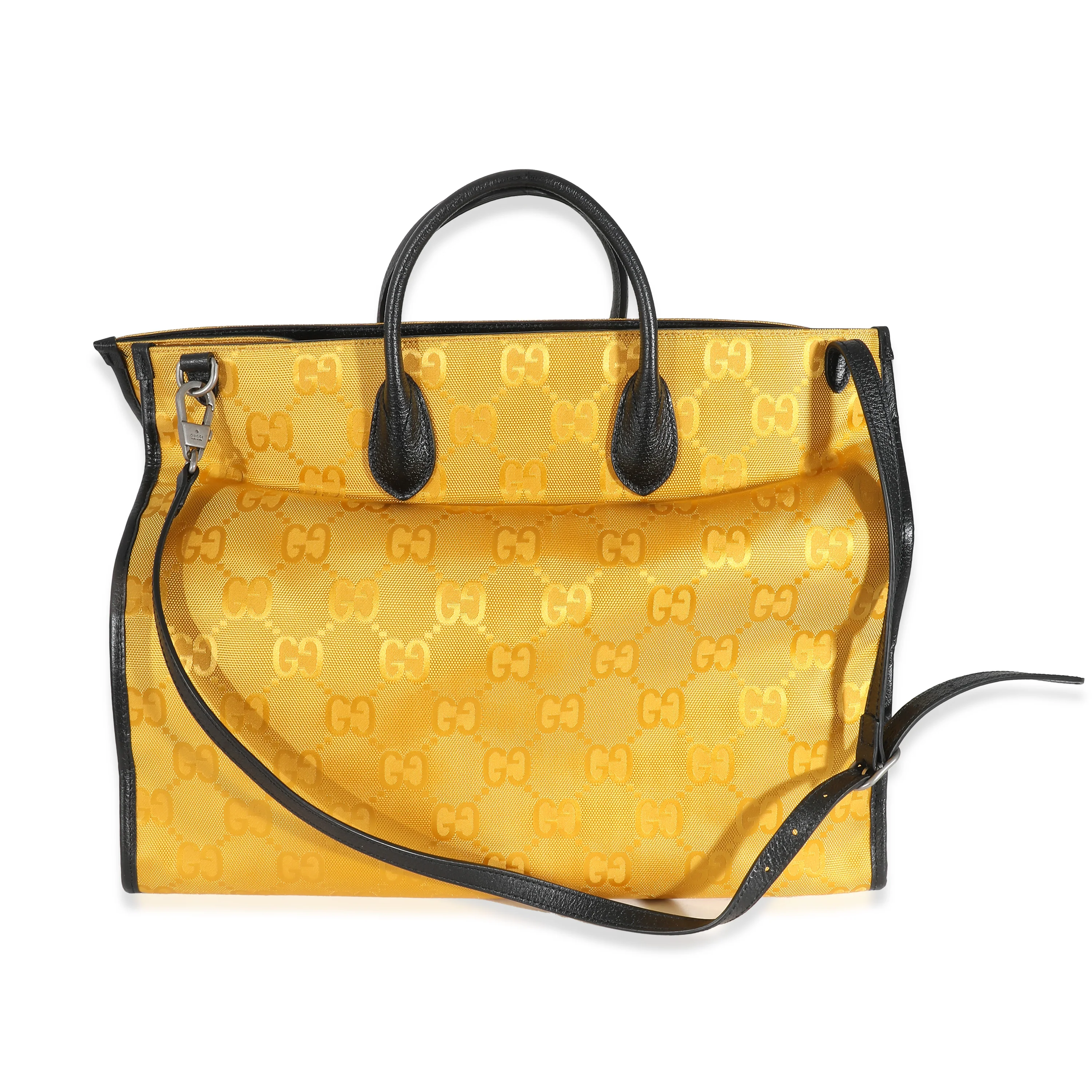 Gucci Yellow GG Econyl Script Tote - Image 5