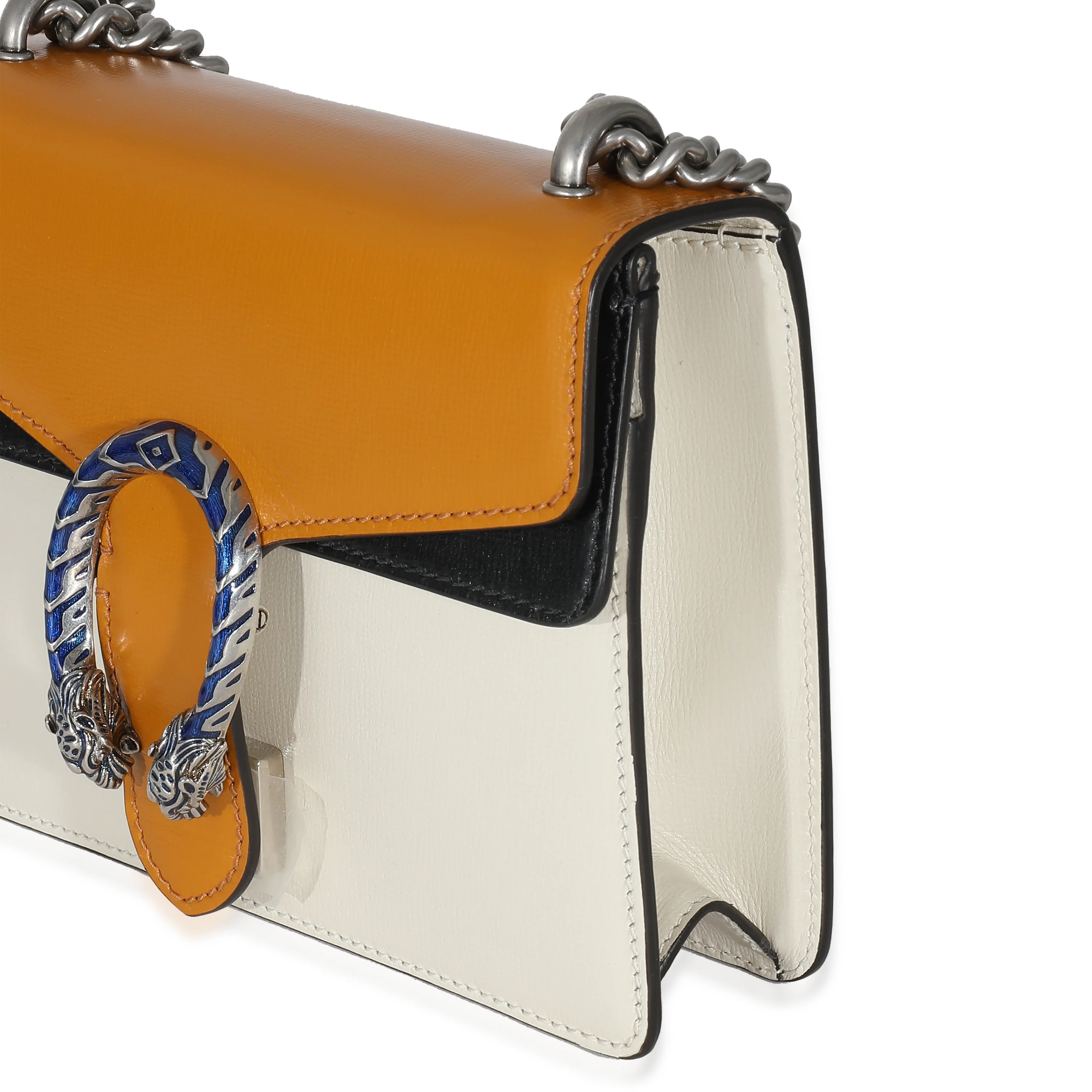 Orange Navy Cream Tri-Colour Leather Enamel Mini Dionysus - Image 2