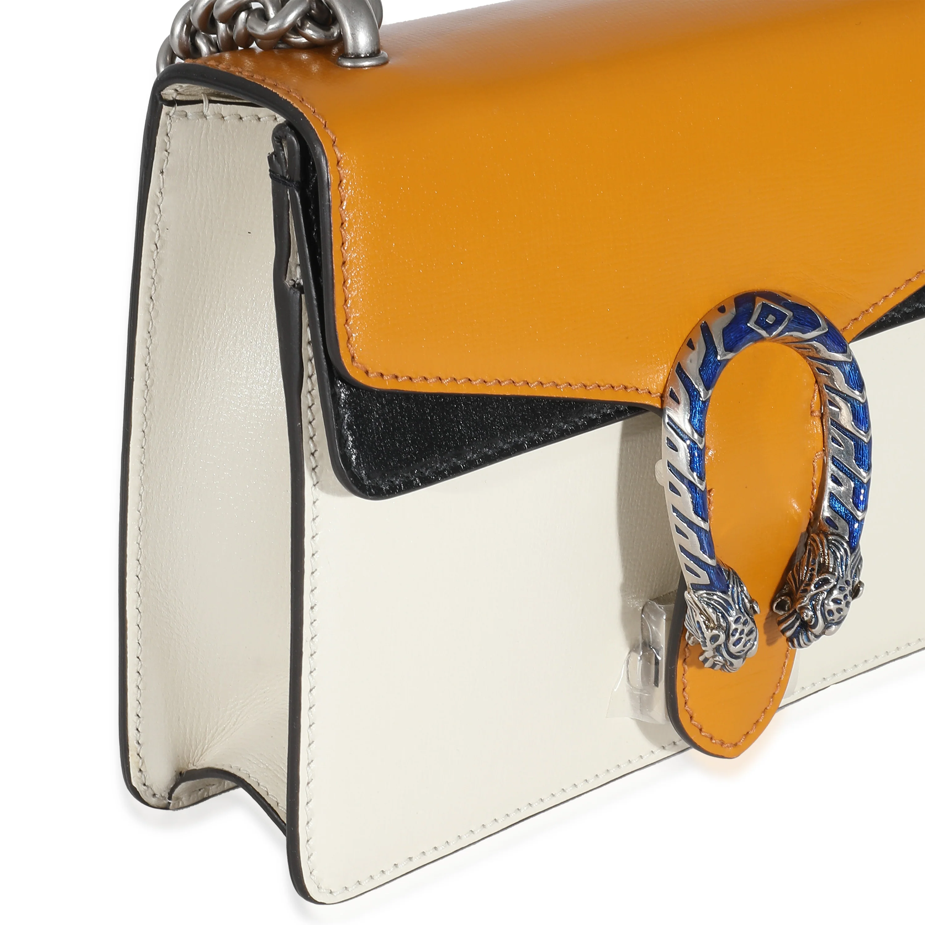 Orange Navy Cream Tri-Colour Leather Enamel Mini Dionysus - Image 3