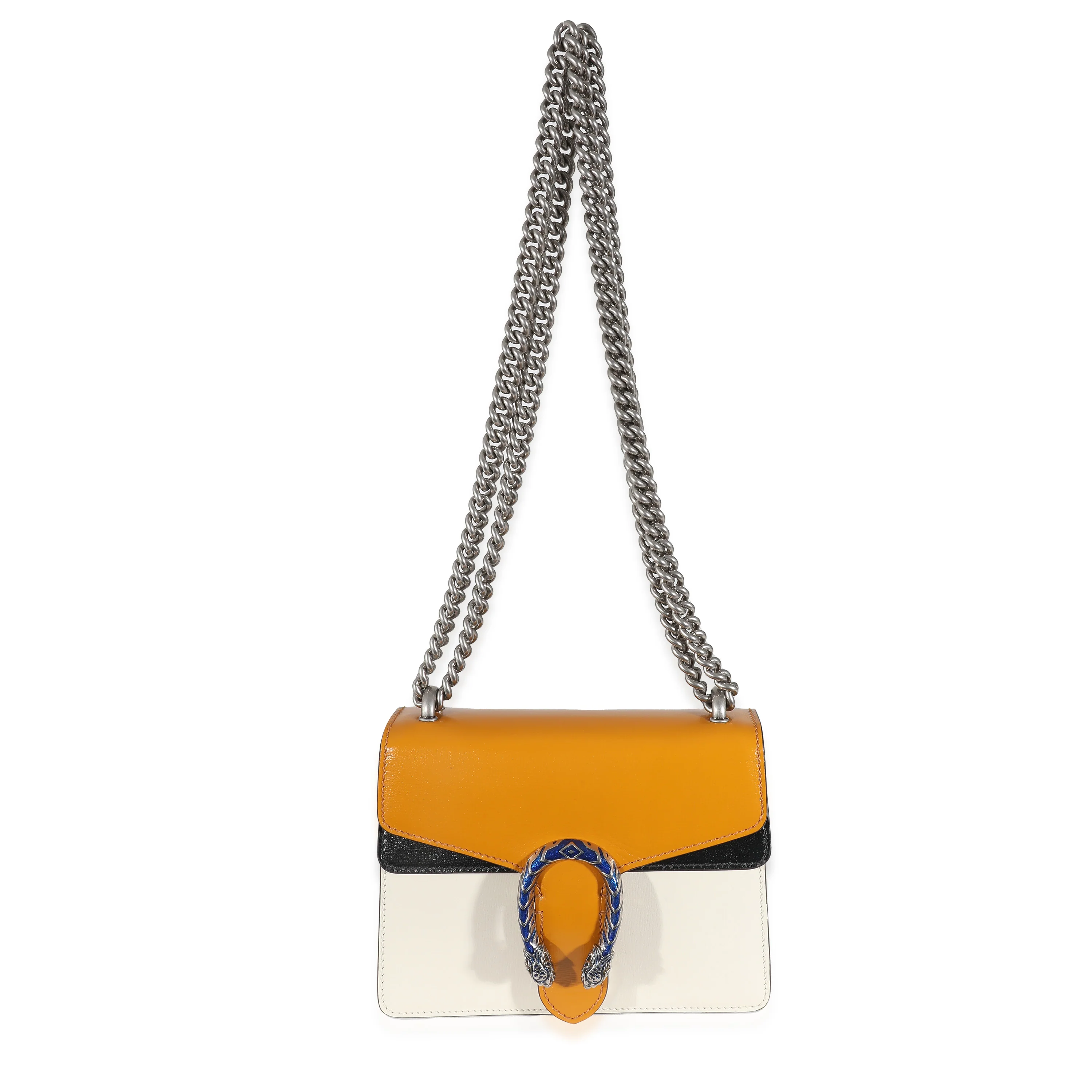 Orange Navy Cream Tri-Colour Leather Enamel Mini Dionysus - Image 8