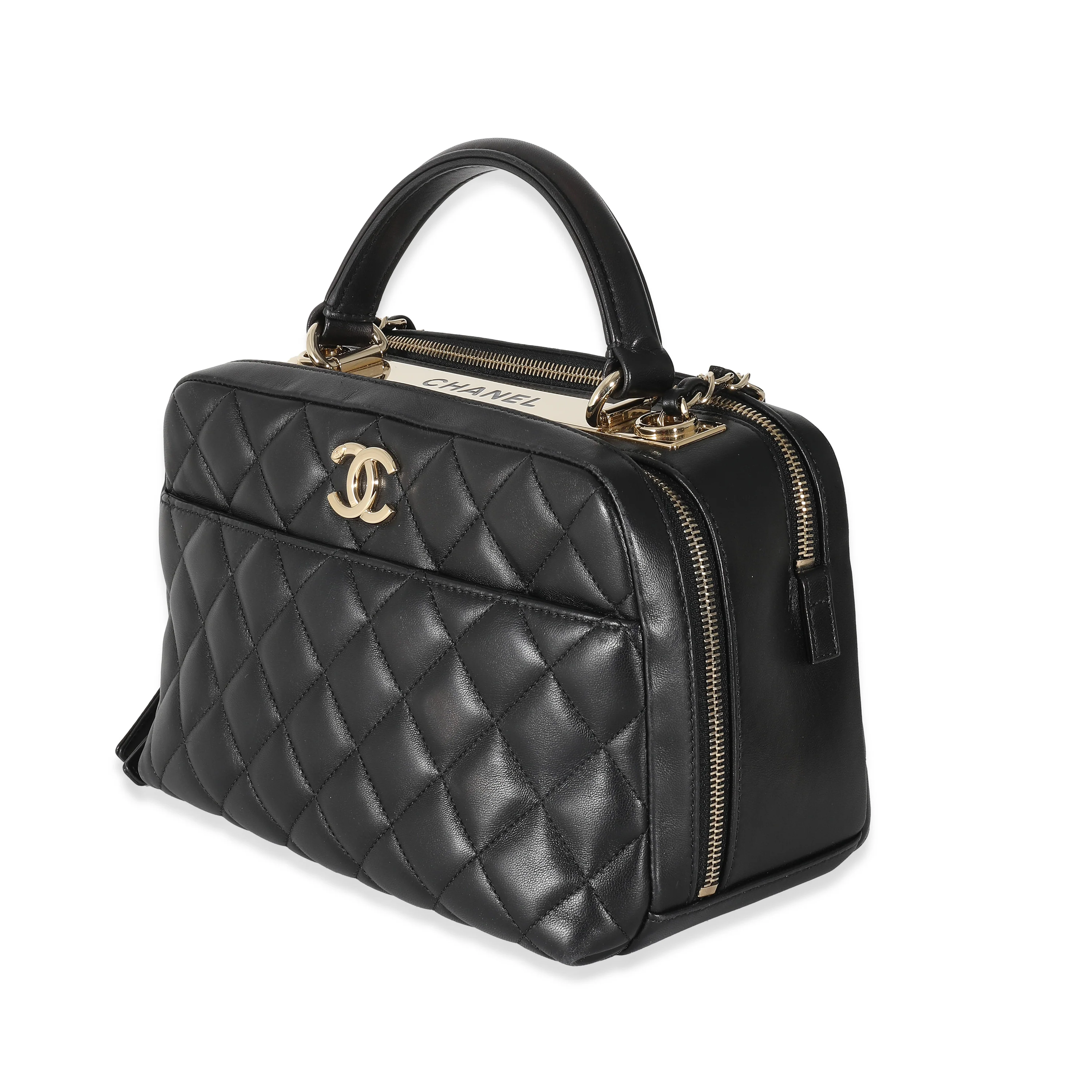 Chanel Black Quilted Lambskin Medium Trendy CC Bowling Bag - Image 2