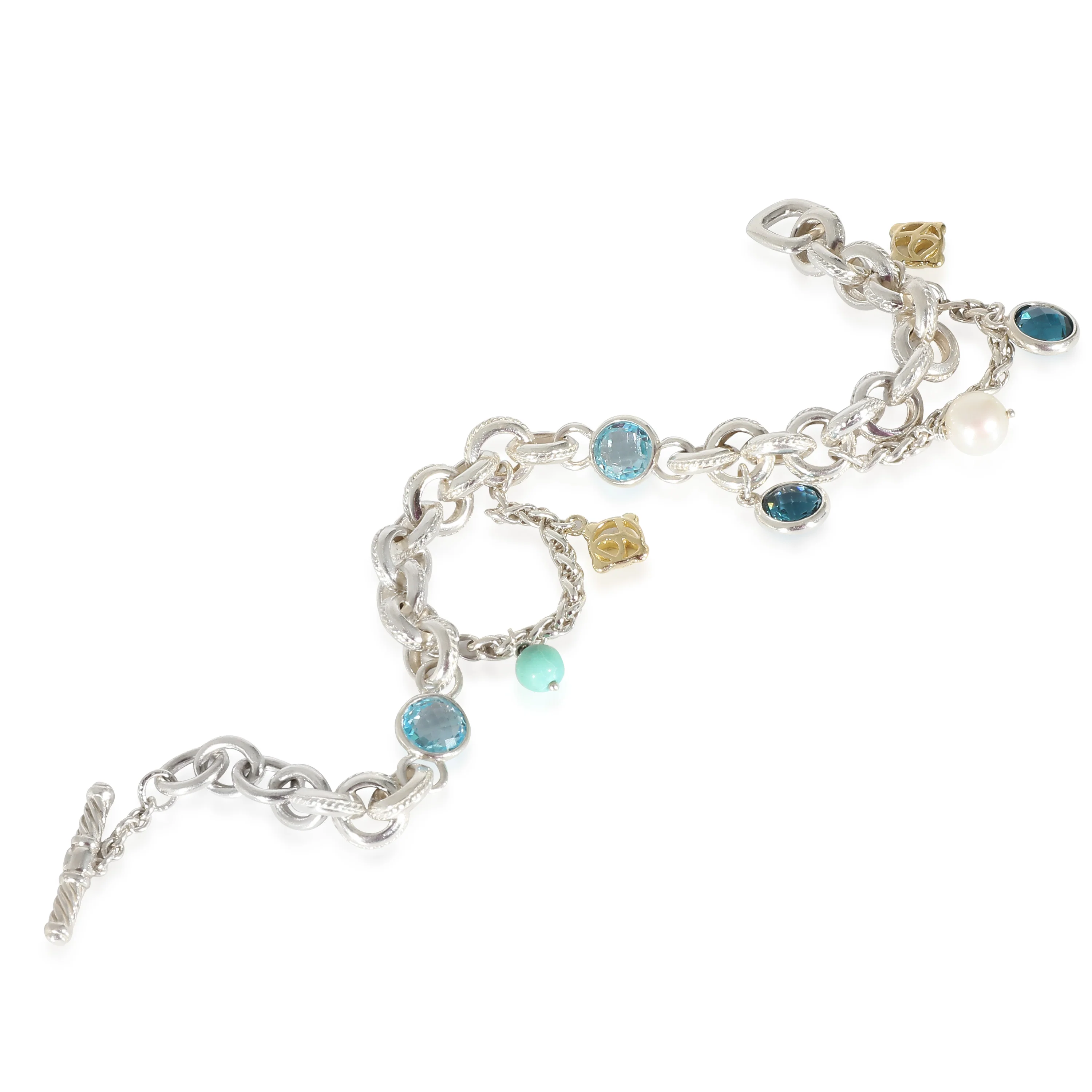 Old World Charm Bracelet in Sterling Silver with a Toggle Clasp - Image 2