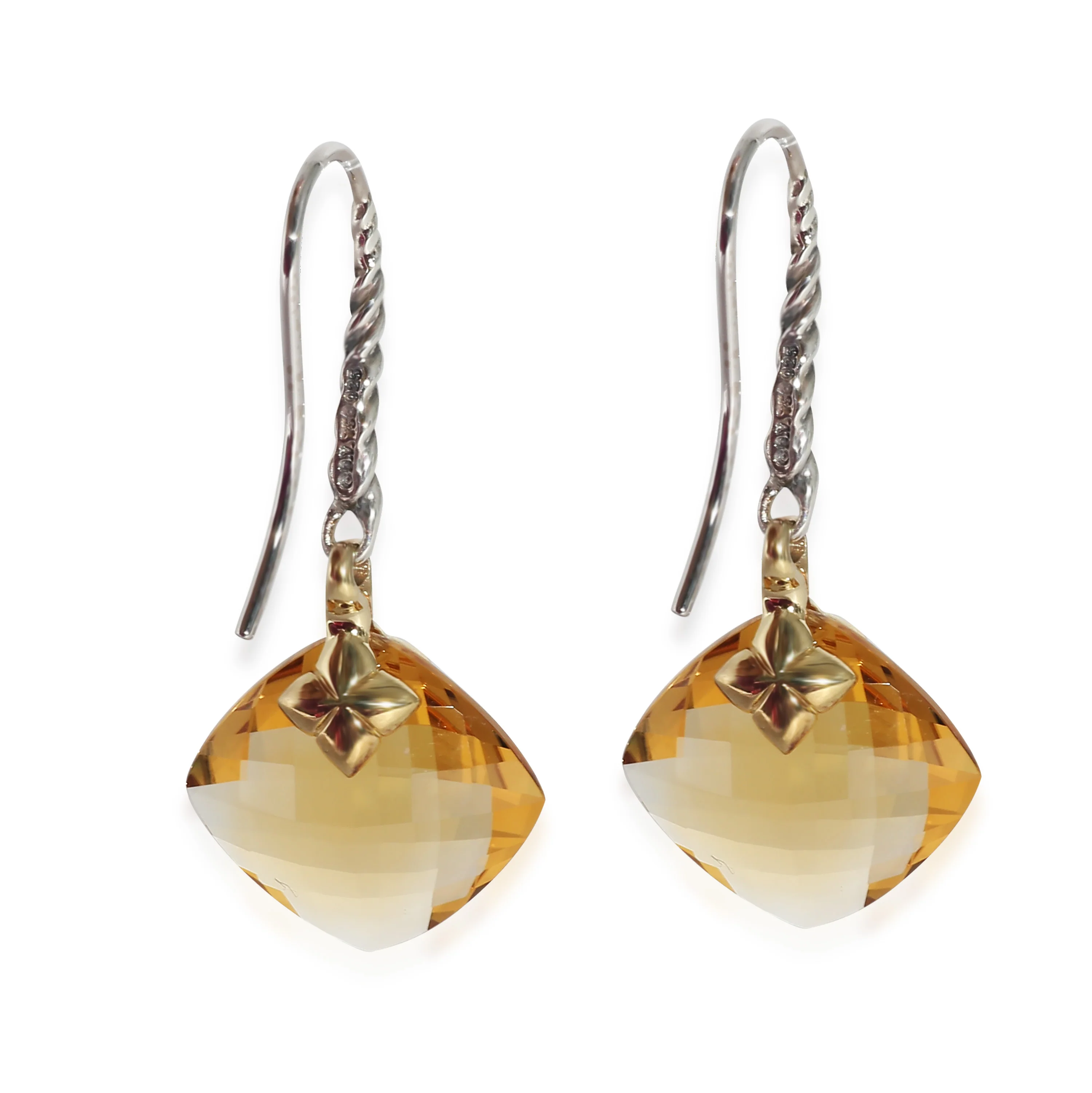 David Yurman Capri Citrine Earrings in 18K Yellow Gold/Sterling Silver - Image 3