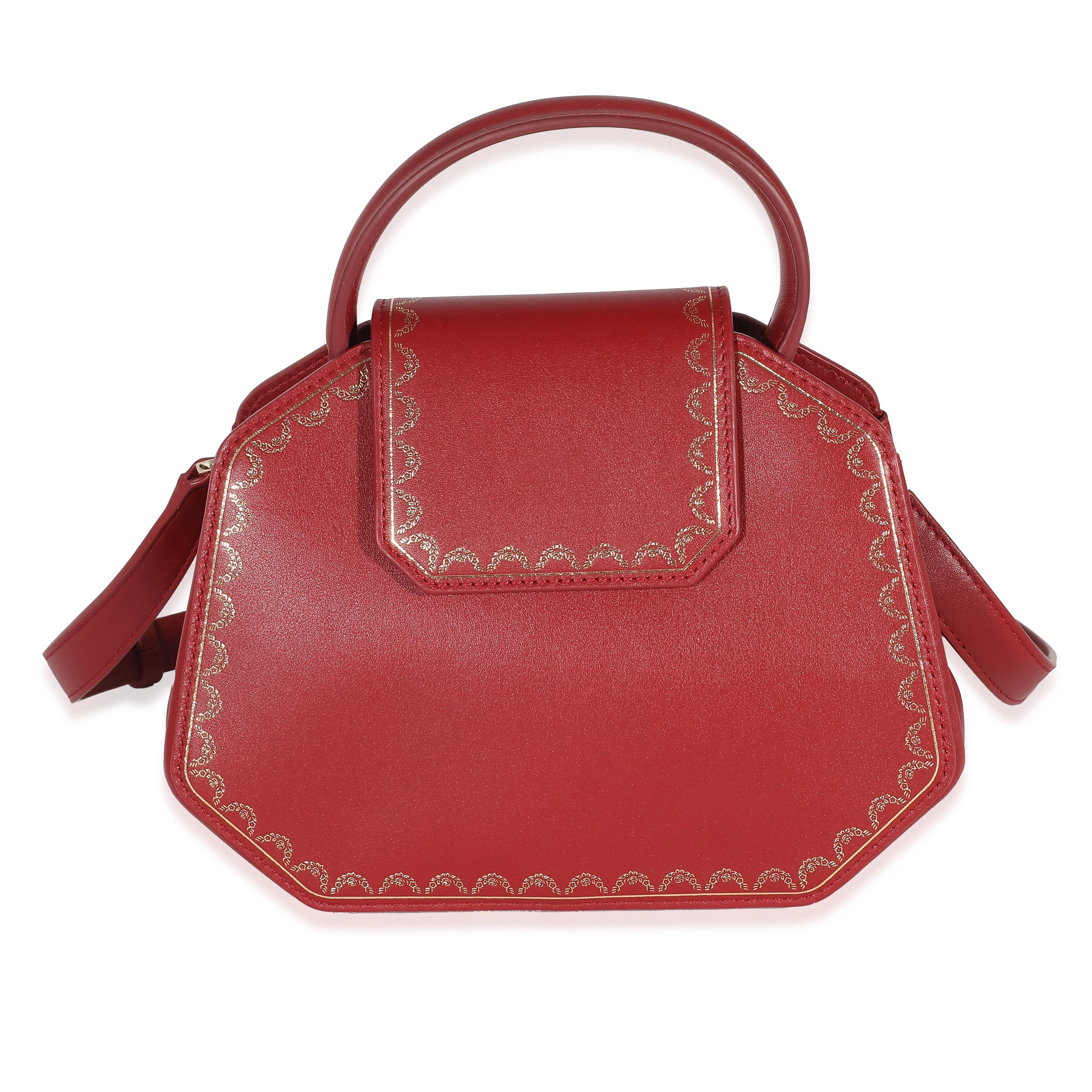 Cartier Burgundy Calfskin Mini Guirlande De Cartier Top Handle Bag