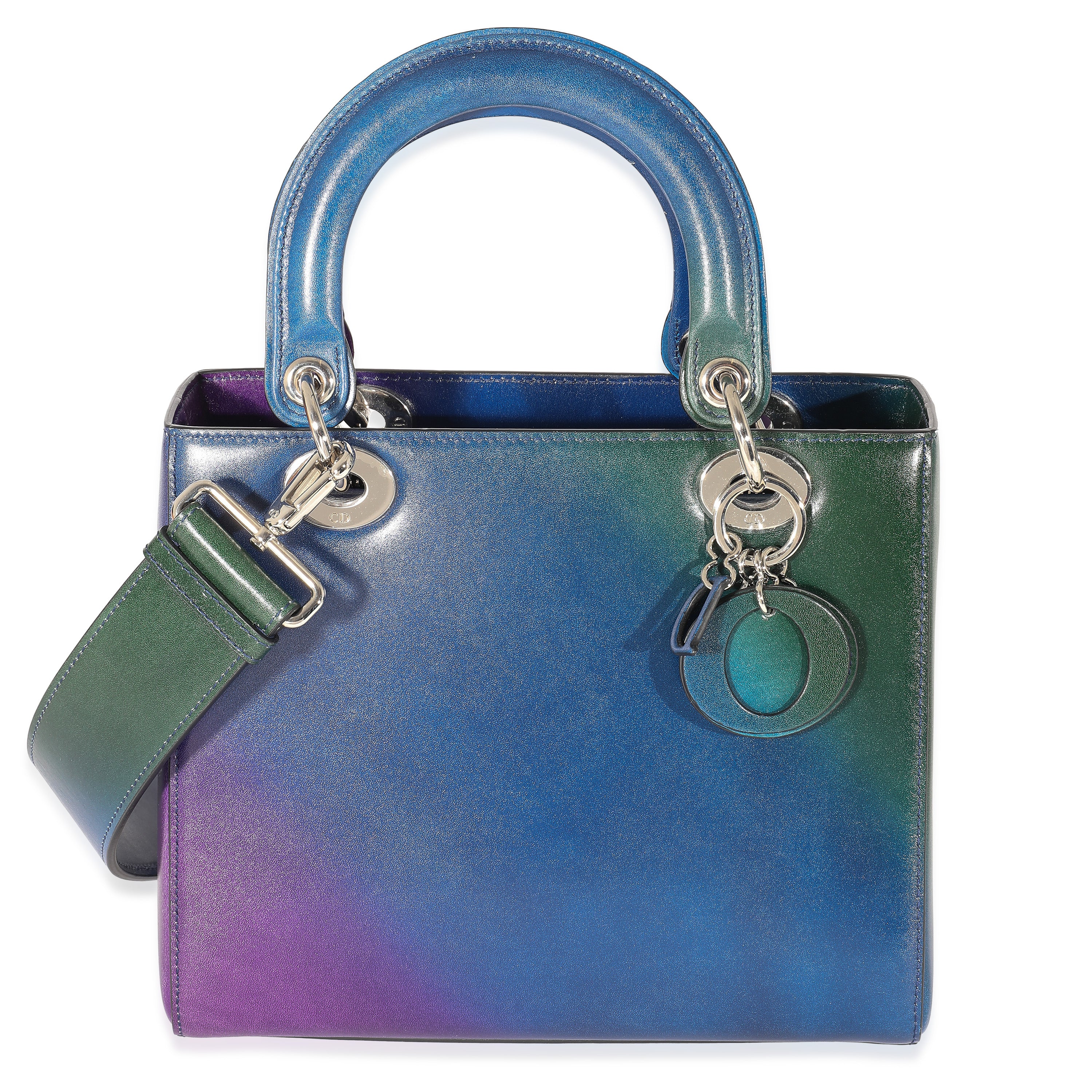 Christian Dior Blue Box Calfskin Gradient Medium Lady Dior