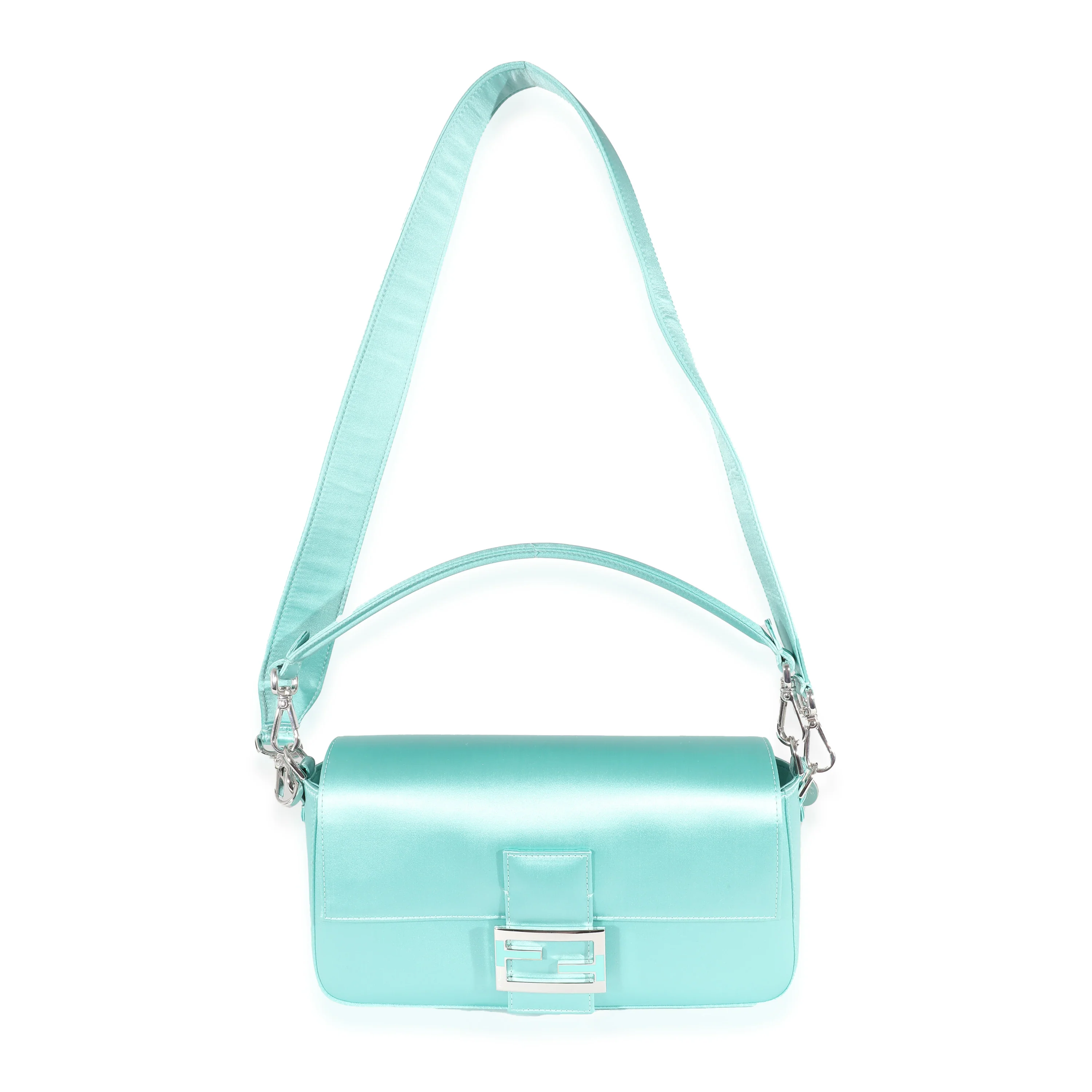 Fendi x Tiffany & Co Blue Silk Medium Baguette Bag - Image 7